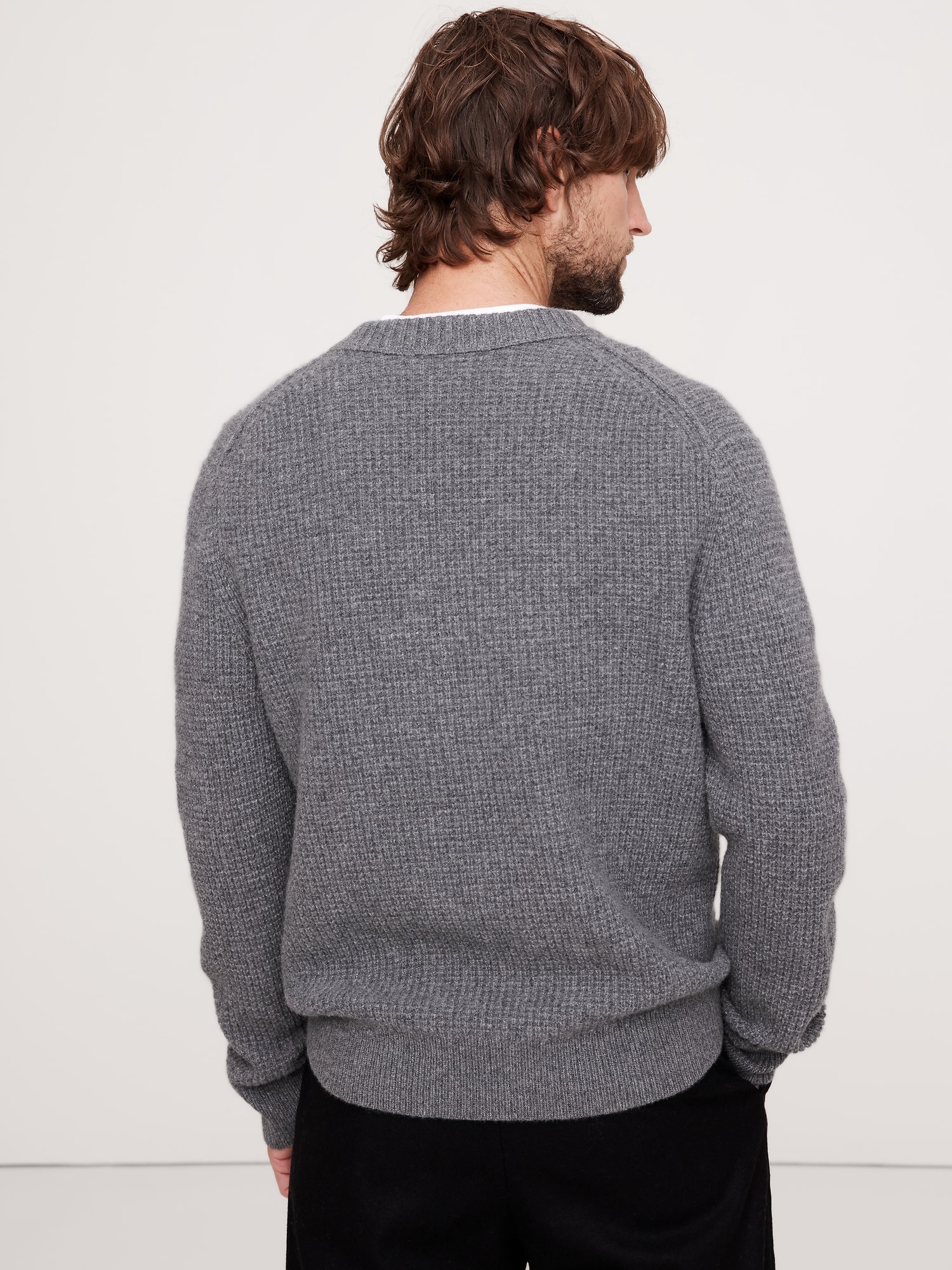 Merino-Cashmere Waffle-Knit Sweater