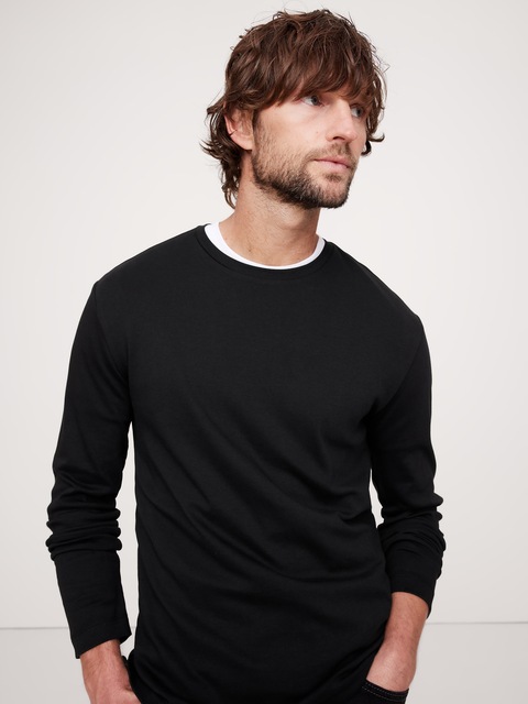 T-SHIRT À MANCHES LONGUES EN TISSU LUXUEUX