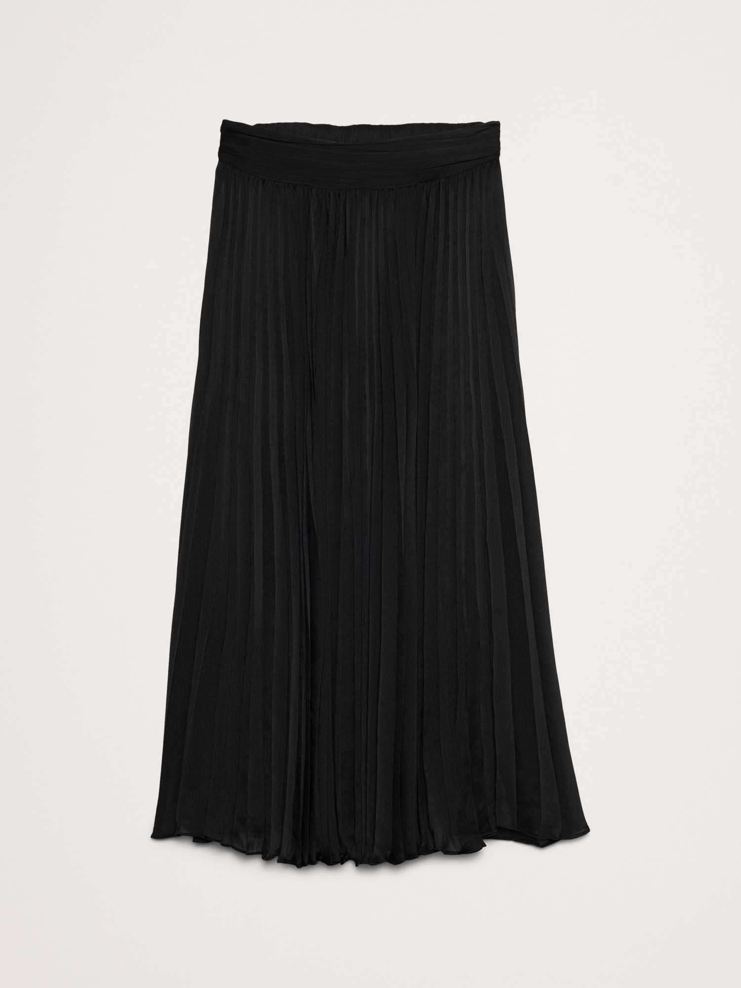 Crinkle Satin Pleated Midi Skirt