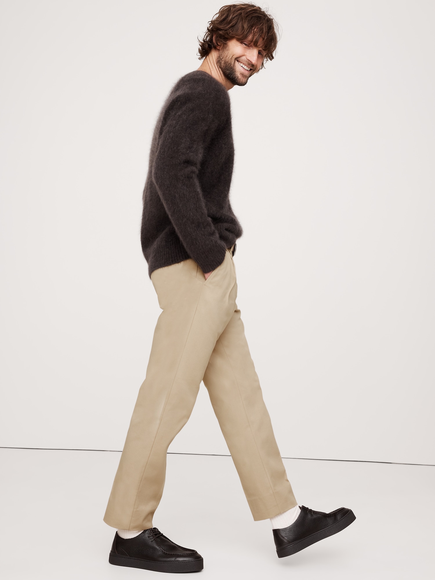 Pleated Cropped Italian-Stretch Chino