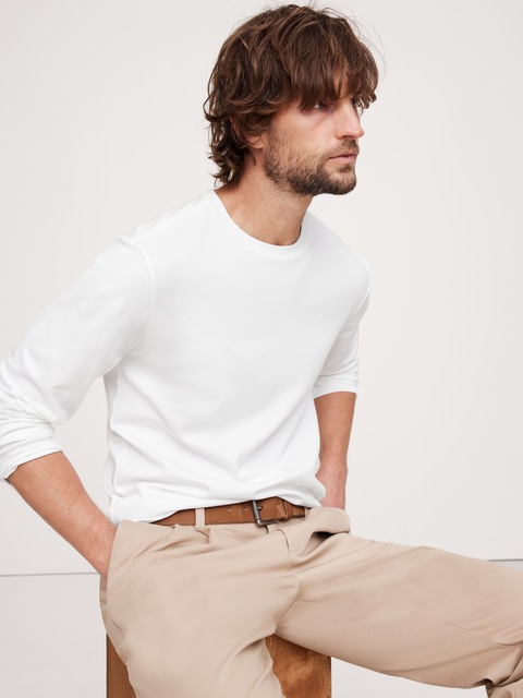 T-SHIRT À MANCHES LONGUES EN TISSU LUXUEUX