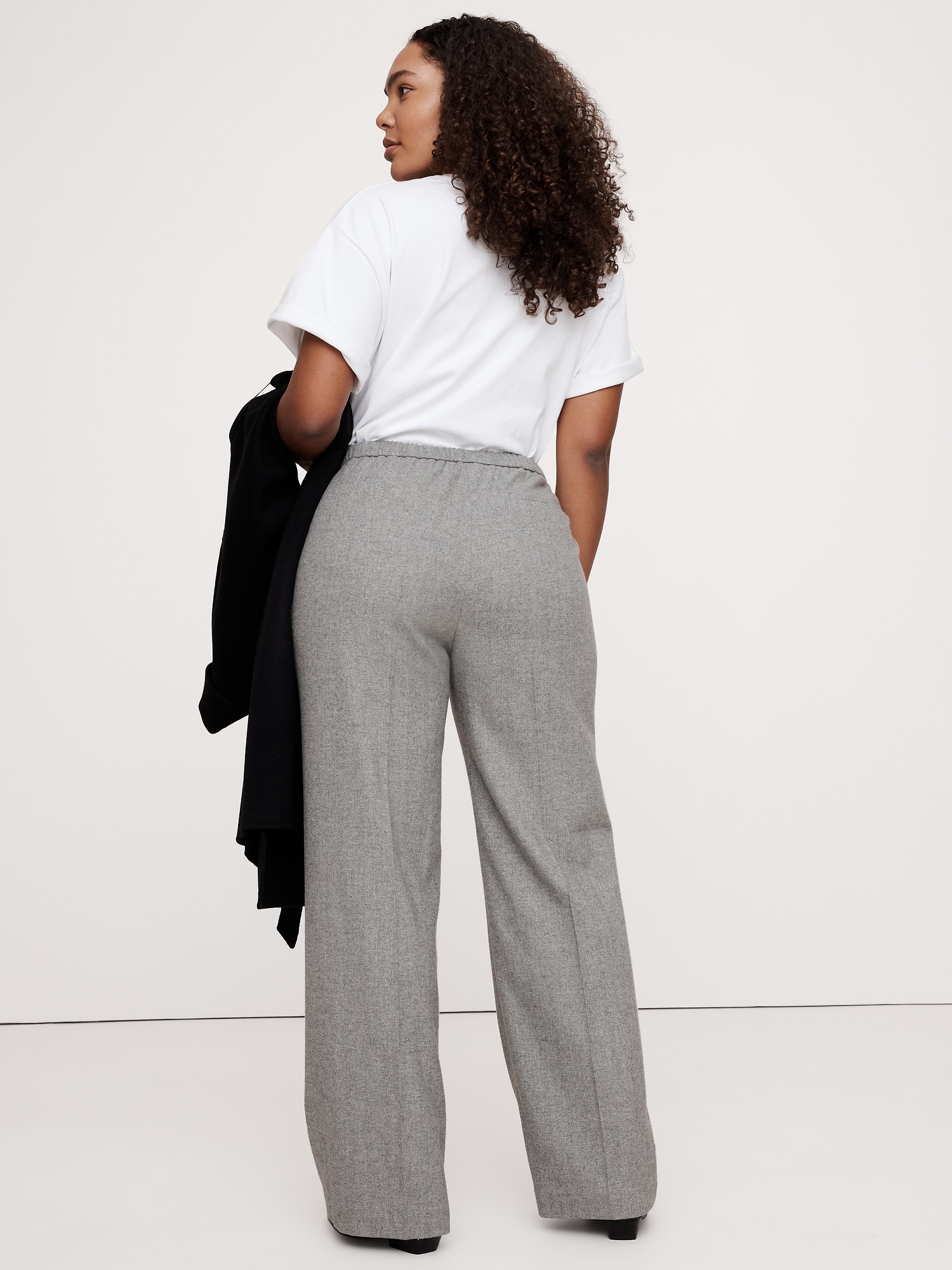 Mid-Rise Pull-On Italian Flannel Pant