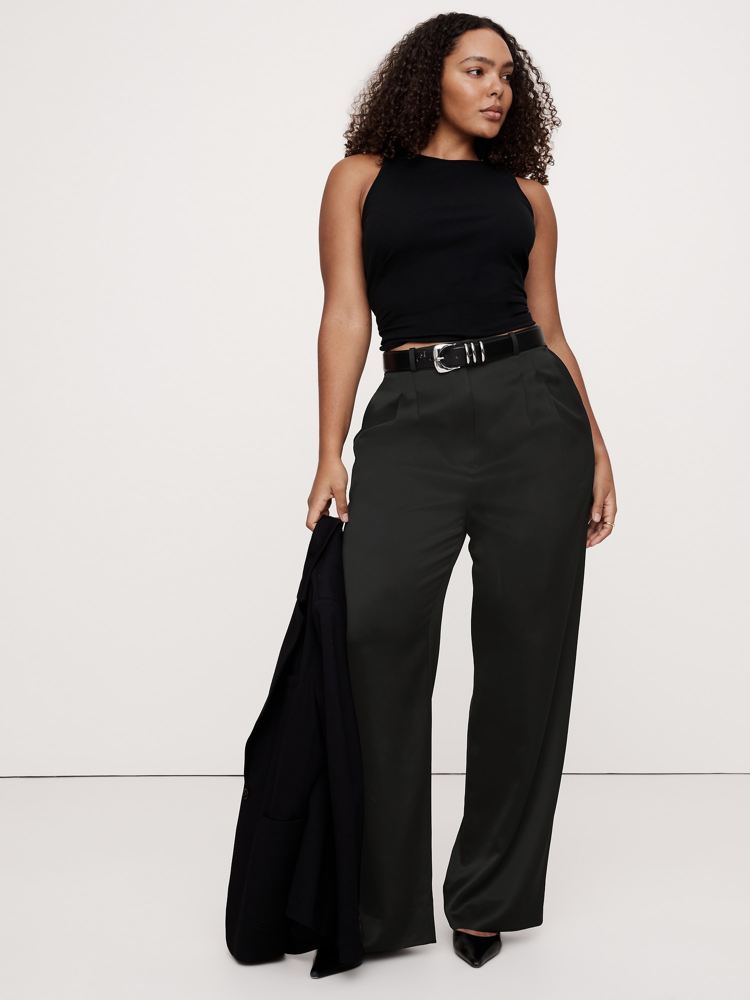 Soho High-Rise Wide-Leg Italian Satin Pant