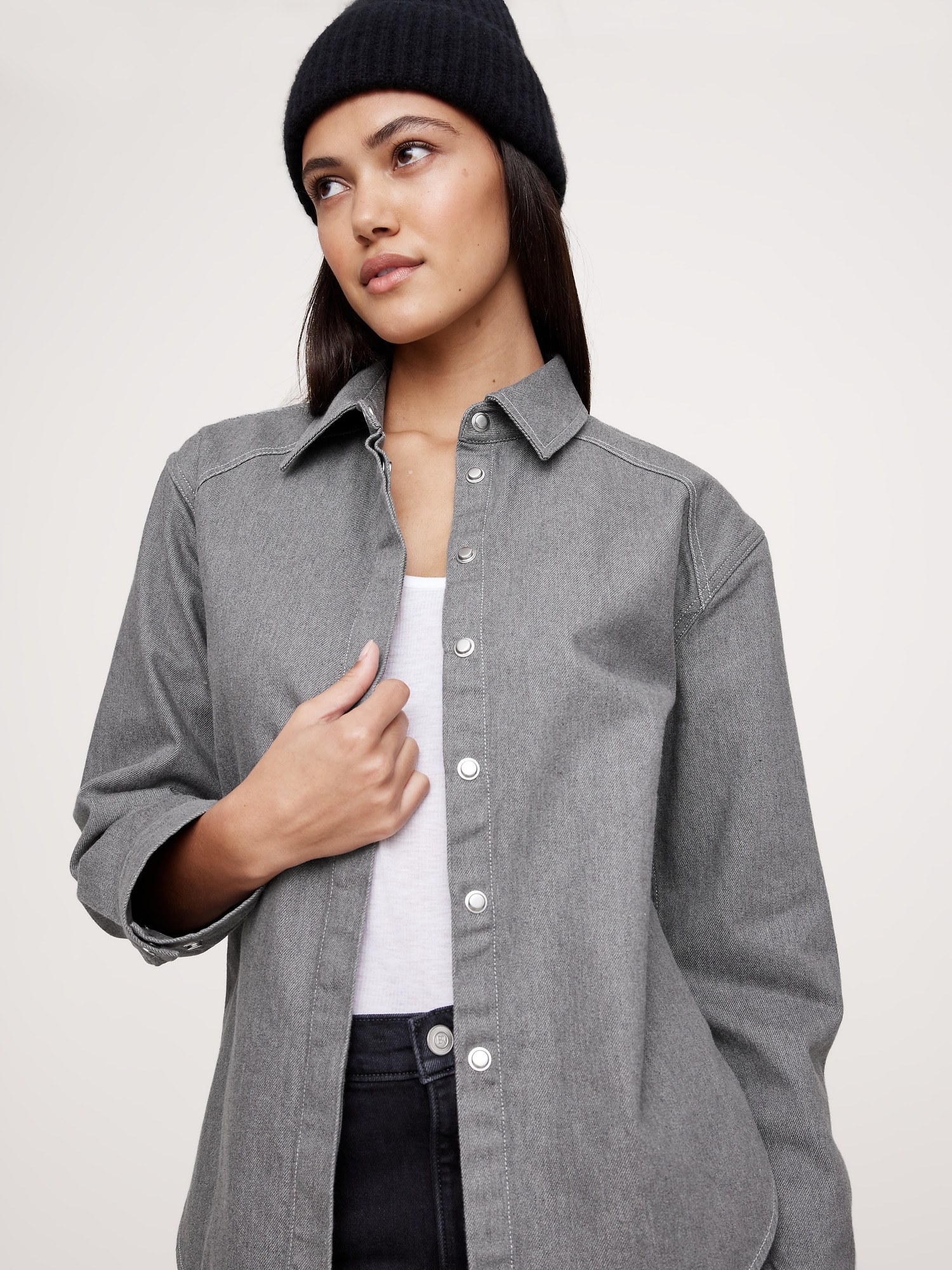 Veste-chemise cintrée en denim