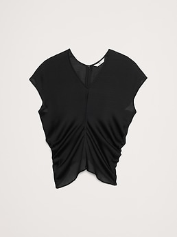 Sheer Crinkle Satin Top | Banana Republic