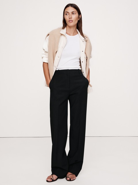 PANTALON MODERNE DROIT À TAILLE HAUTE EN TISSU URBAIN EXTENSIBLE