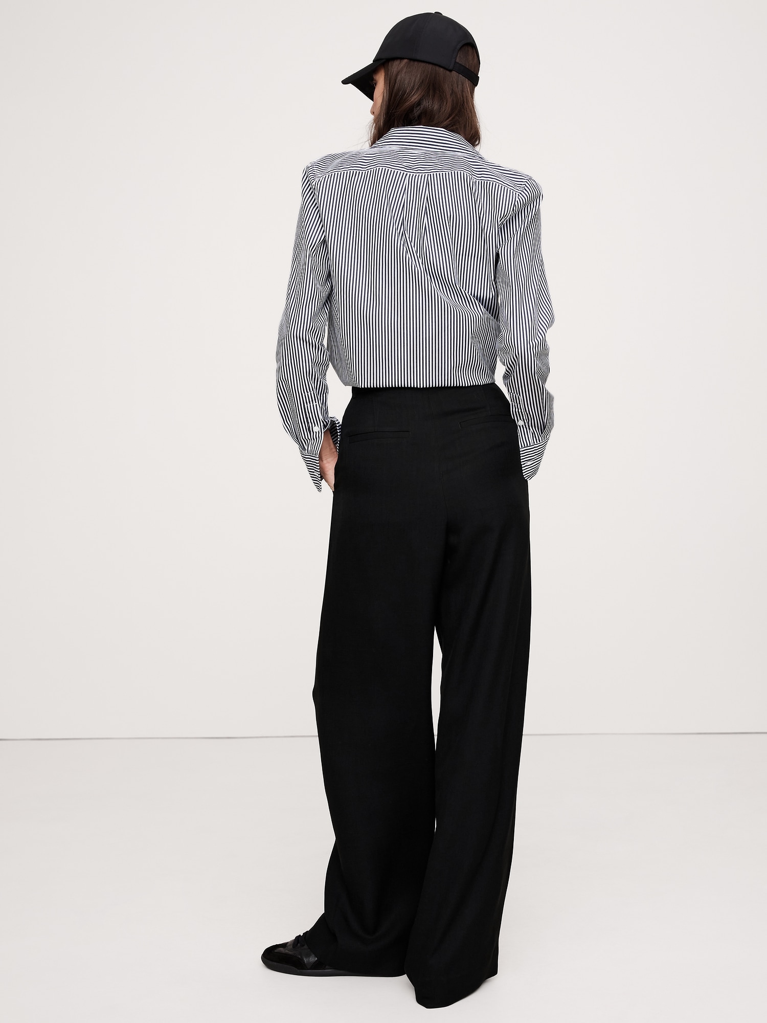 Soho High-Rise Wide-Leg Drapey Twill Pant