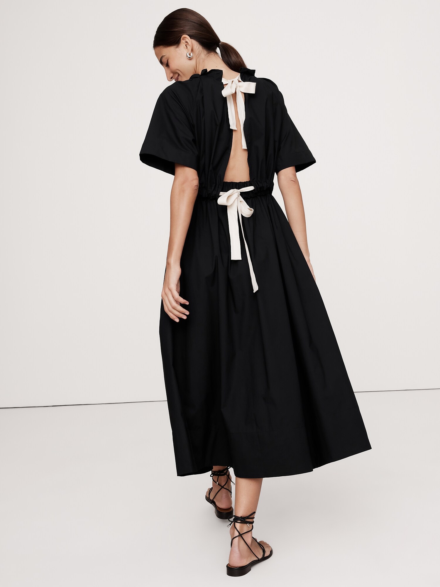 Poplin Tie-Back Maxi Dress