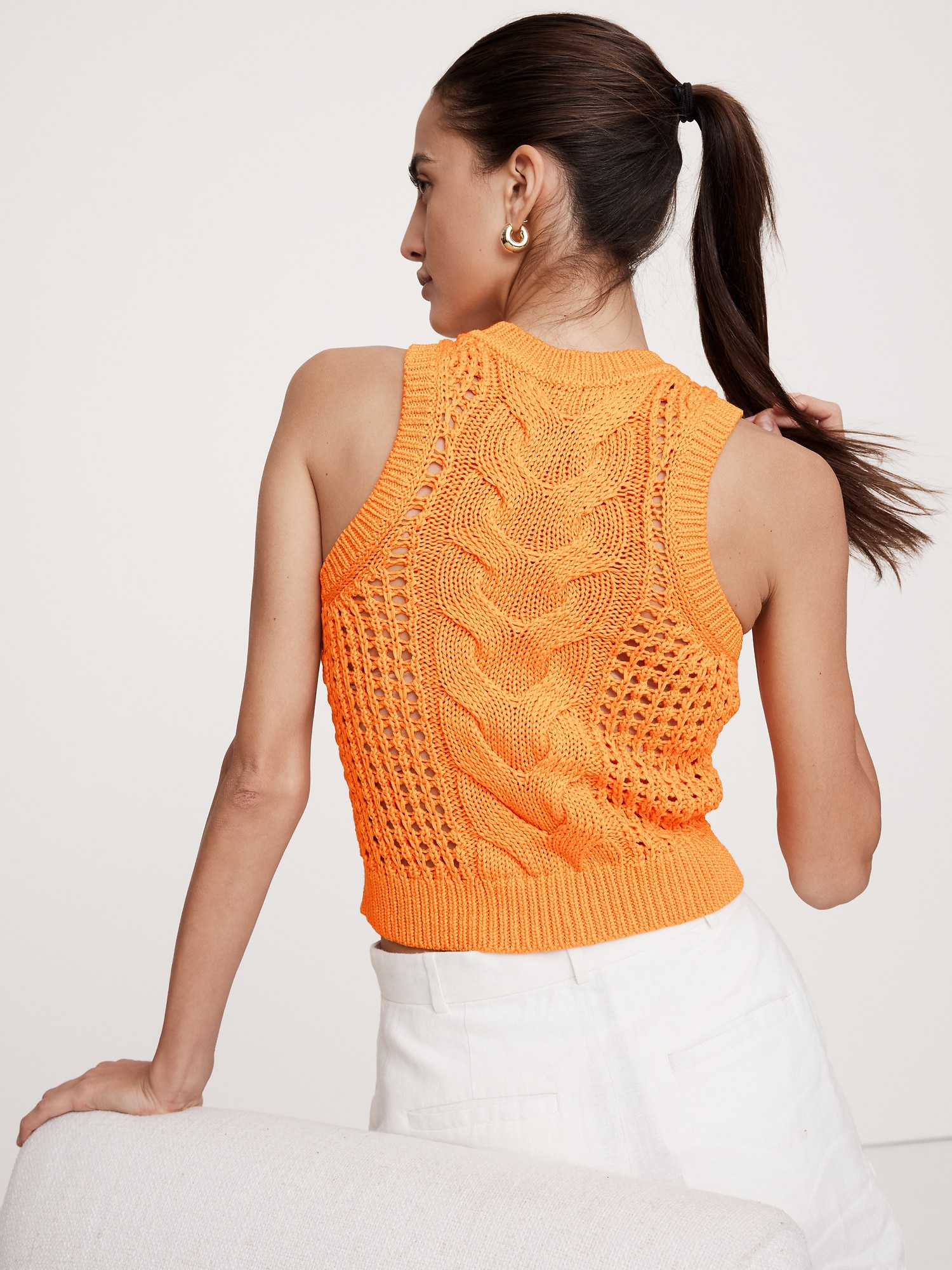 Cotton Cable-Knit Tank