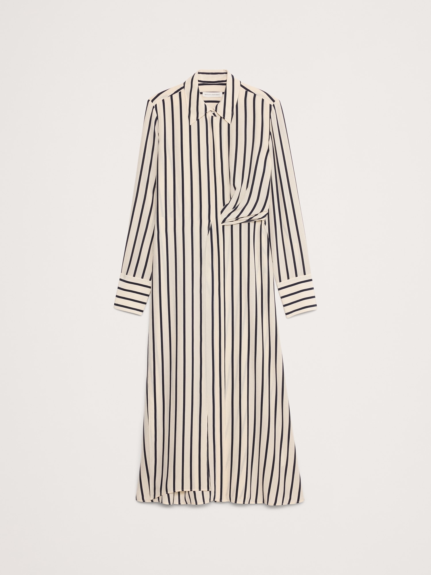 Matte Silk Twist-Front Shirt Dress