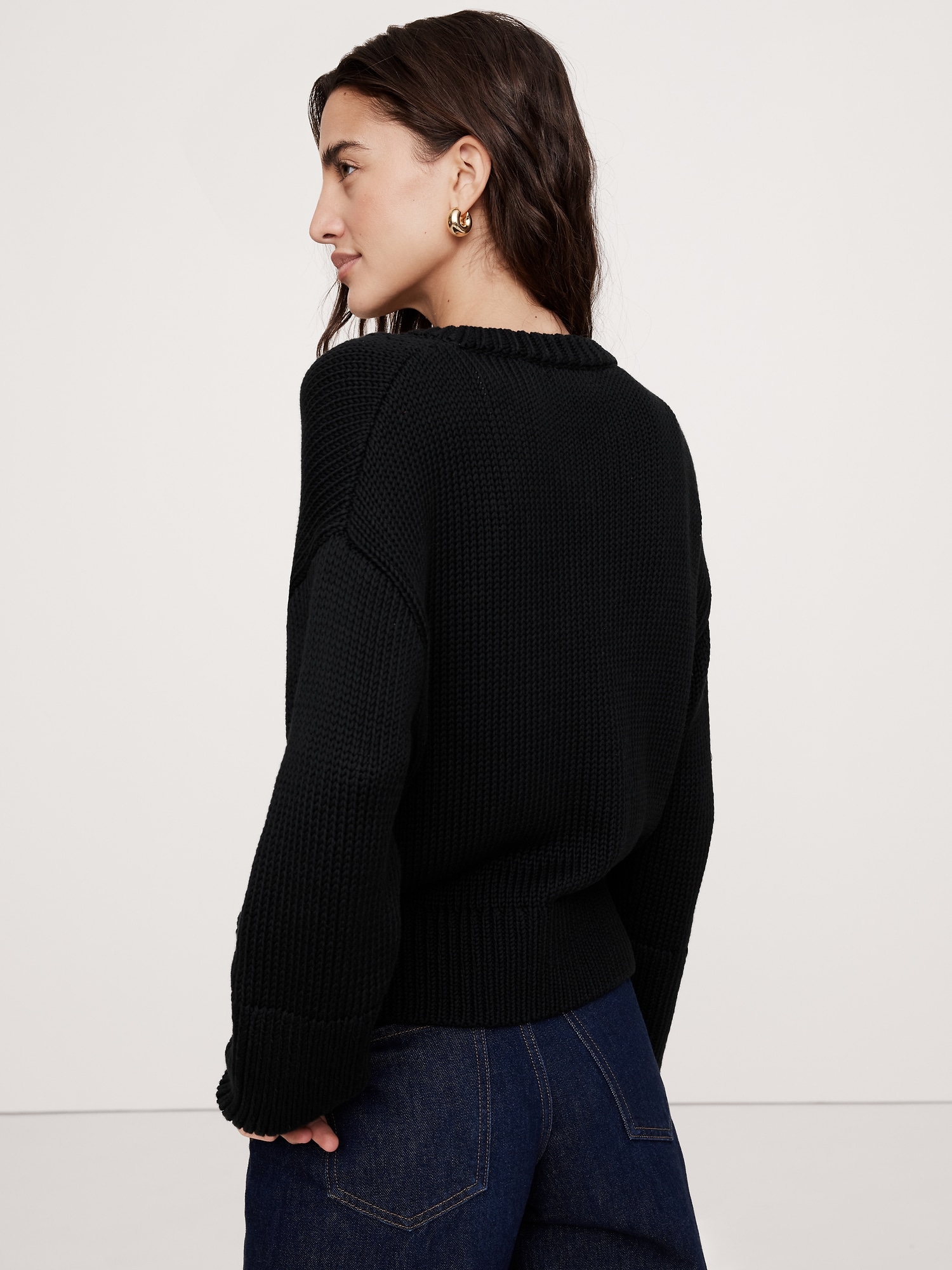 Oversized Cotton V-Neck Sweater