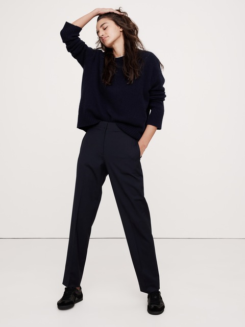 PANTALON ÉTROIT À TAILLE HAUTE LONGUEUR CHEVILLE EN LAINE ITALIENNE