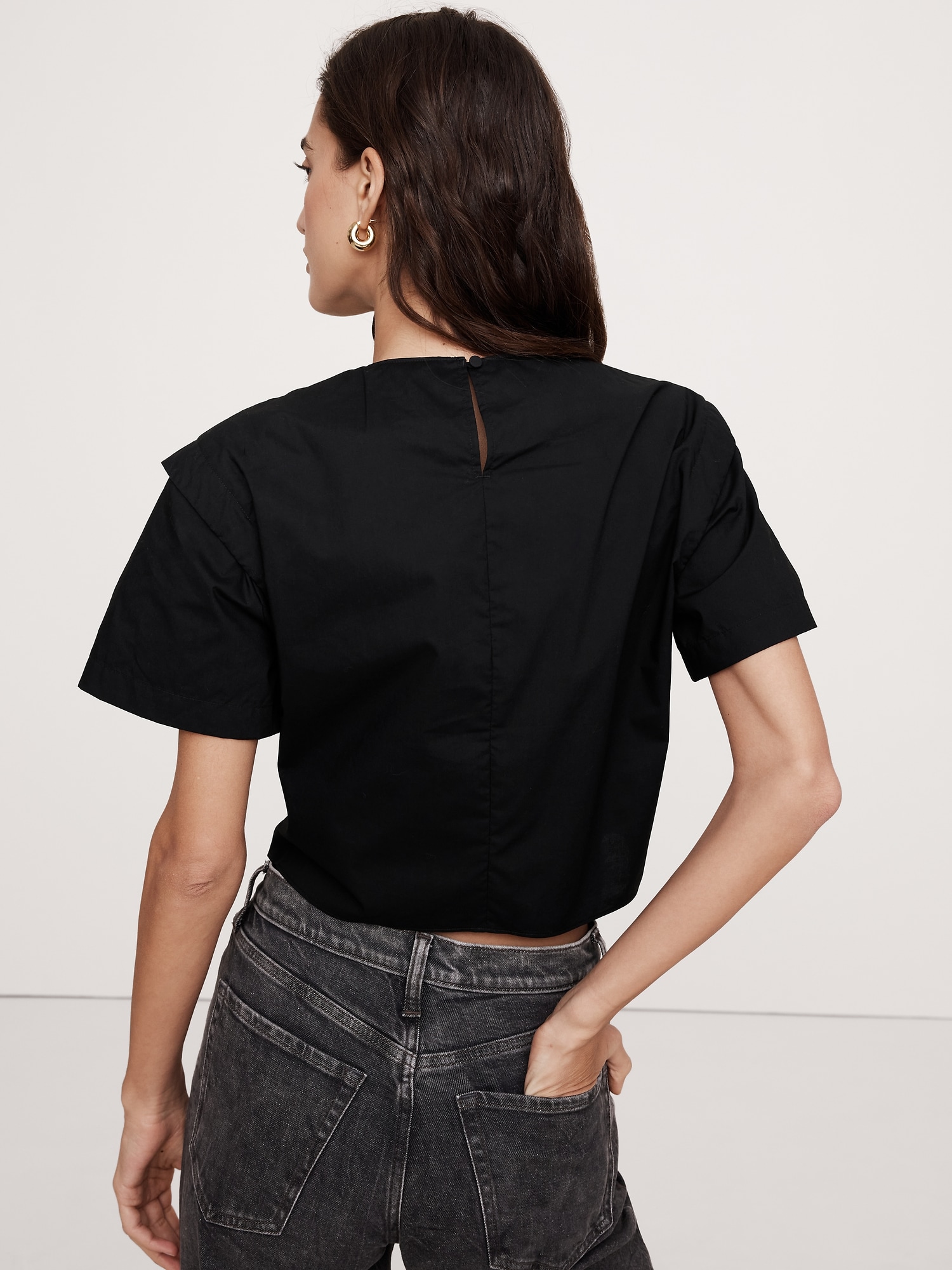 Poplin Tie-Front Top