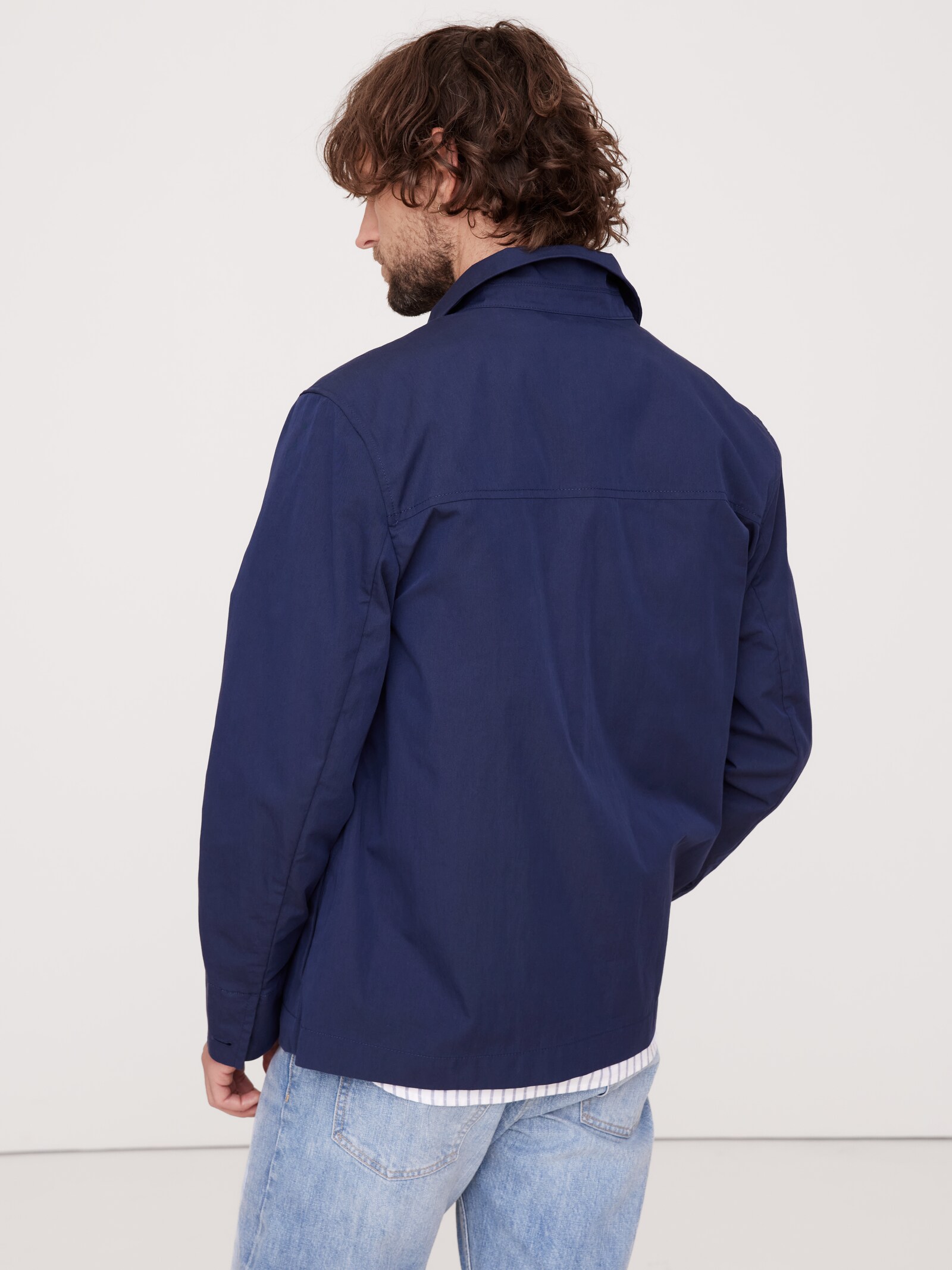 argue　baseball denim wide shirt jacket Standard-Fit Cotton Twill Shirt Jacket | Banana Republic