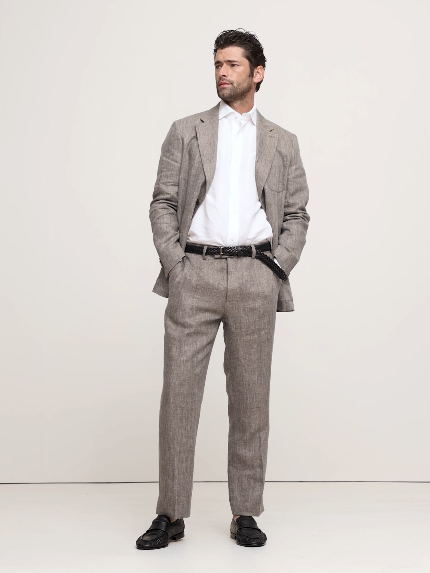 Image number 2 showing, Herringbone Linen Straight Suit Pant