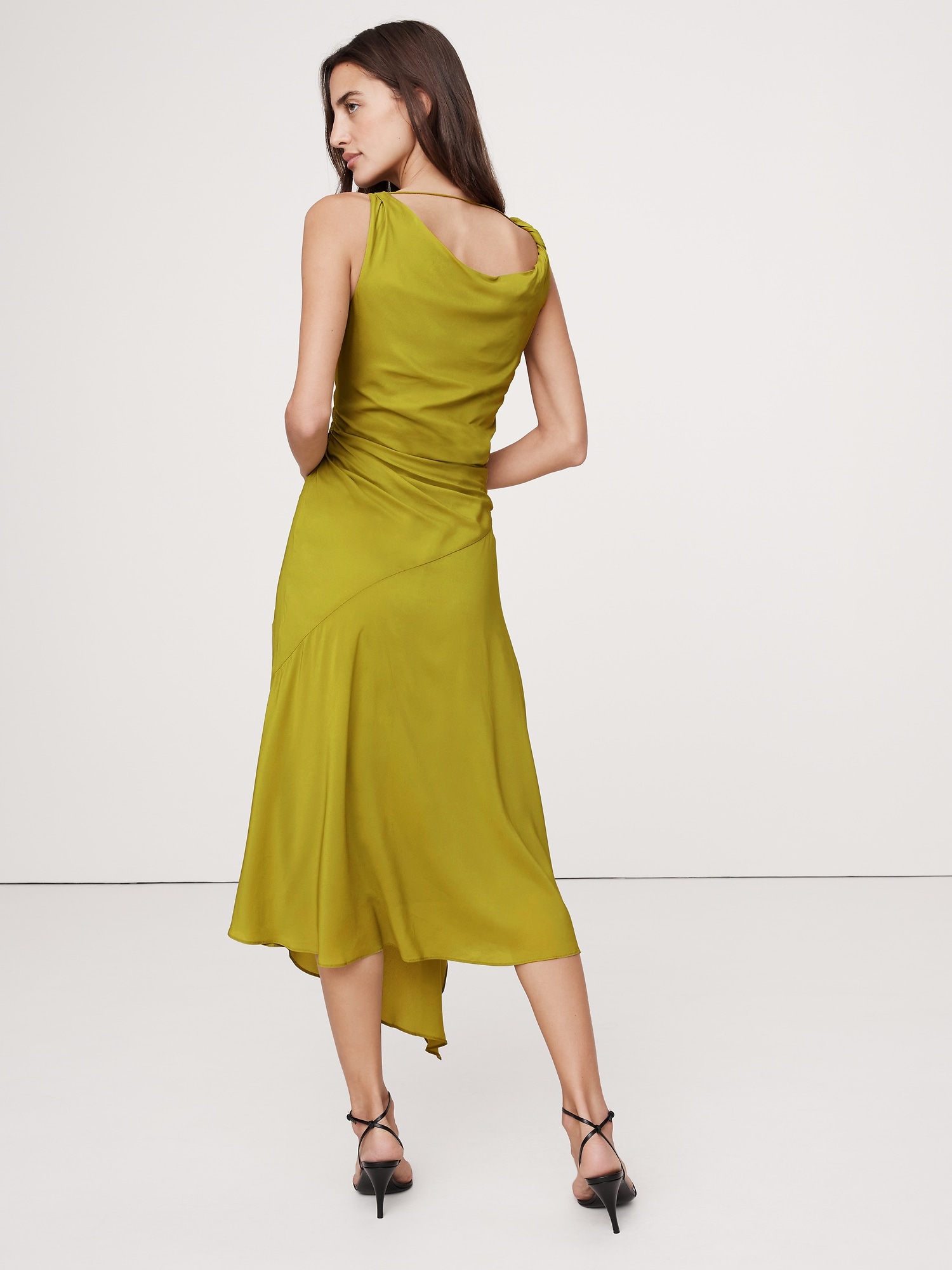 Crepe Twist-Shoulder Dress