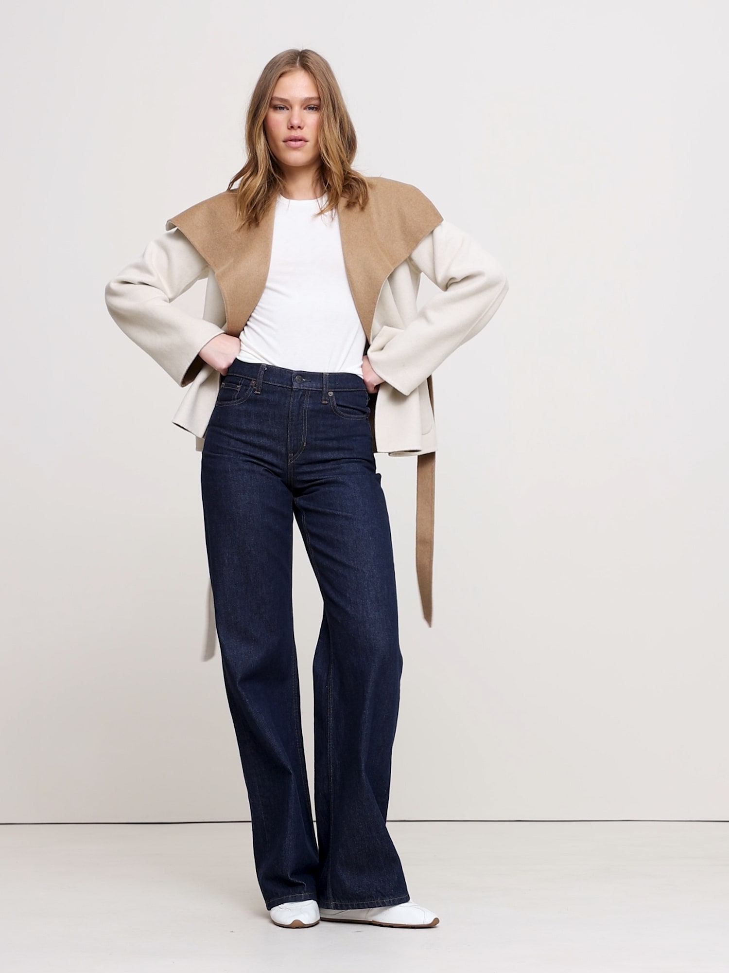 Image number 2 showing, Reversible Double-Faced Short Wrap Coat