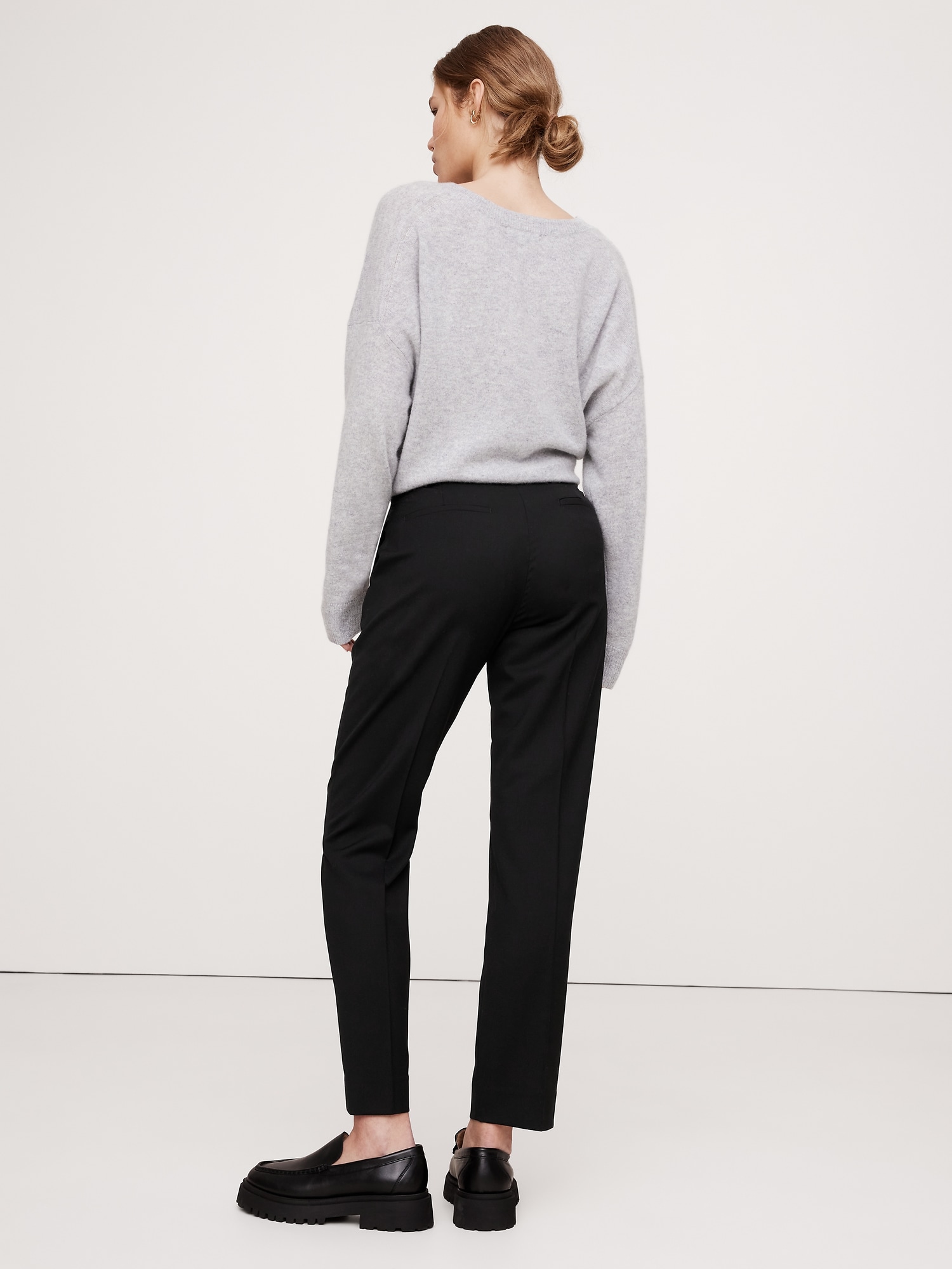 High-Rise Slim Italian Wool Ankle Pant