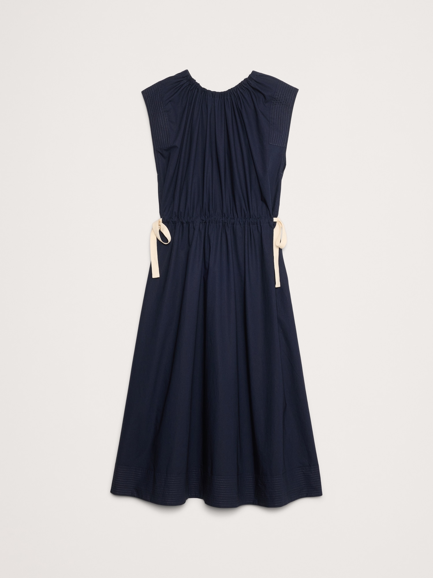 Poplin Tie-Waist Midi Dress