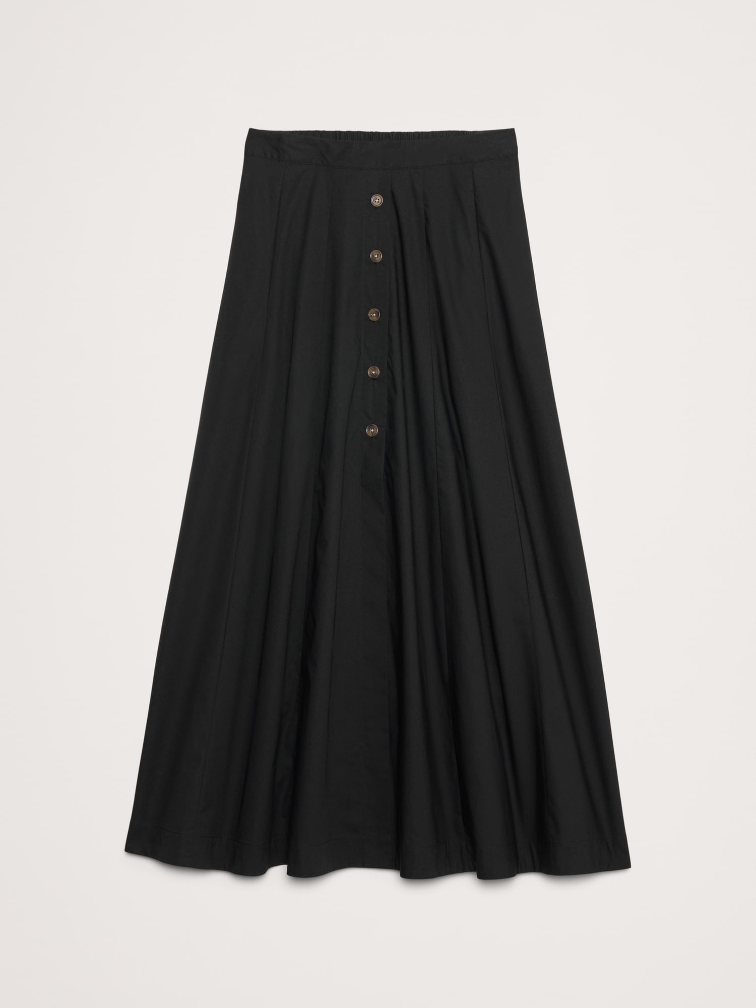 Poplin Button-Down Long Midi Skirt