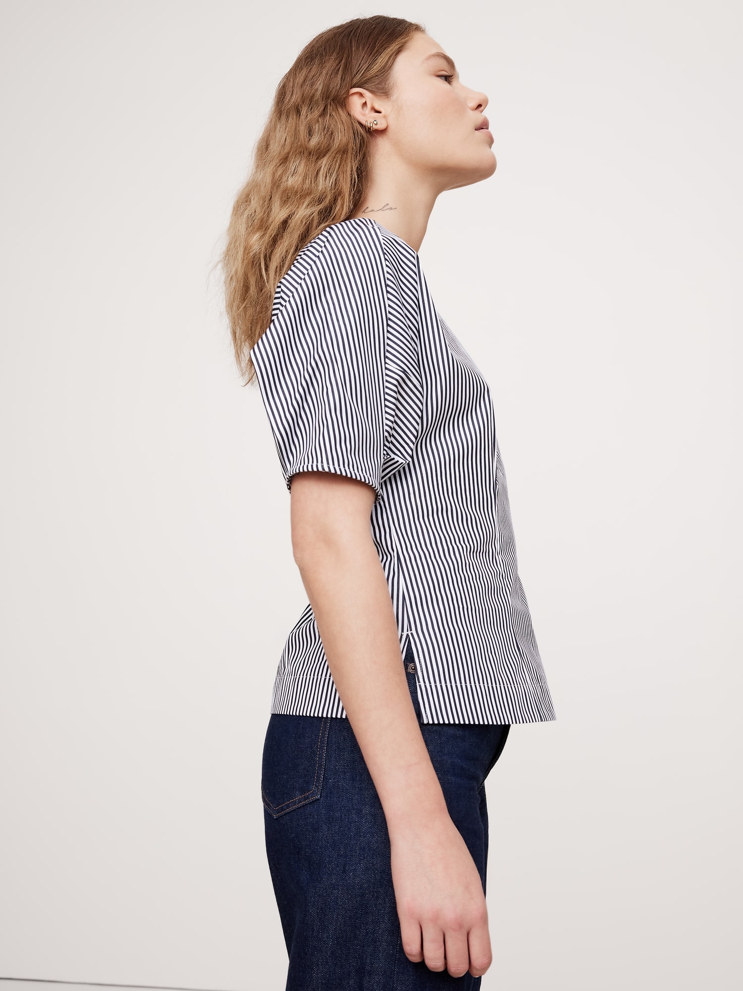 Puff-Sleeve Poplin Top