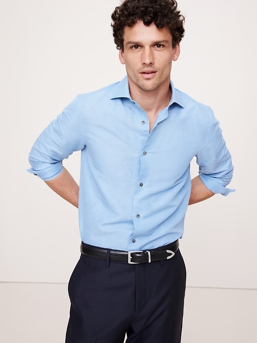 Slim-Fit Linen-Cotton Dress Shirt