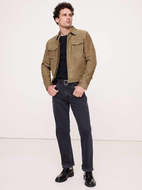 VESTE DE CAMIONNEUR EN CUIR NUBUCK