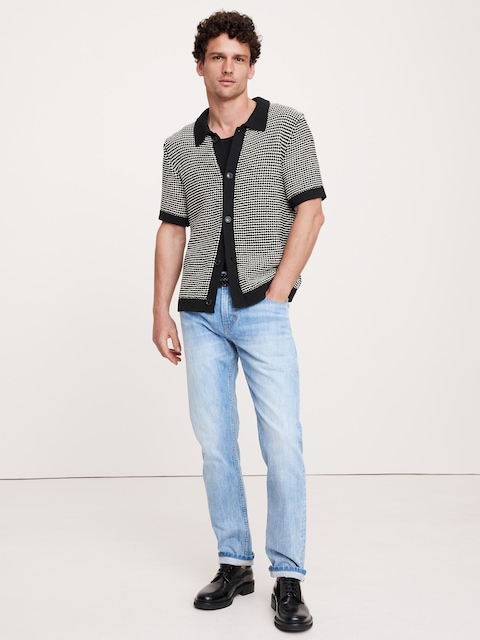 CHEMISE BOUTONNÉE EN TRICOT GAUFRÉ