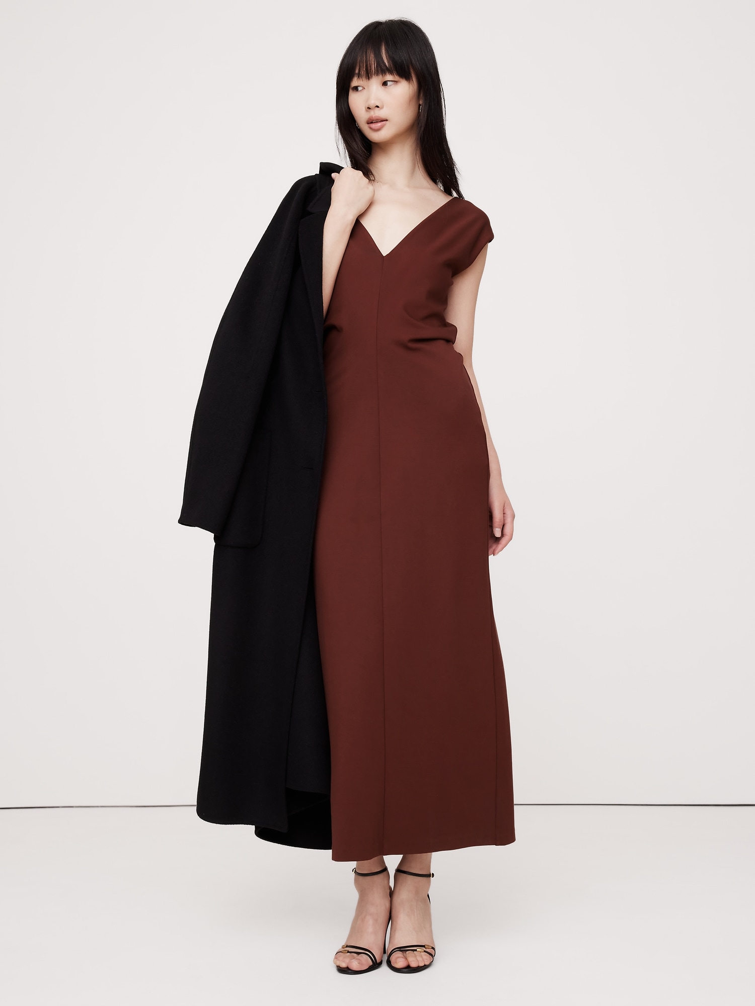 Lightweight Ponte Bias-Cut Maxi Dress