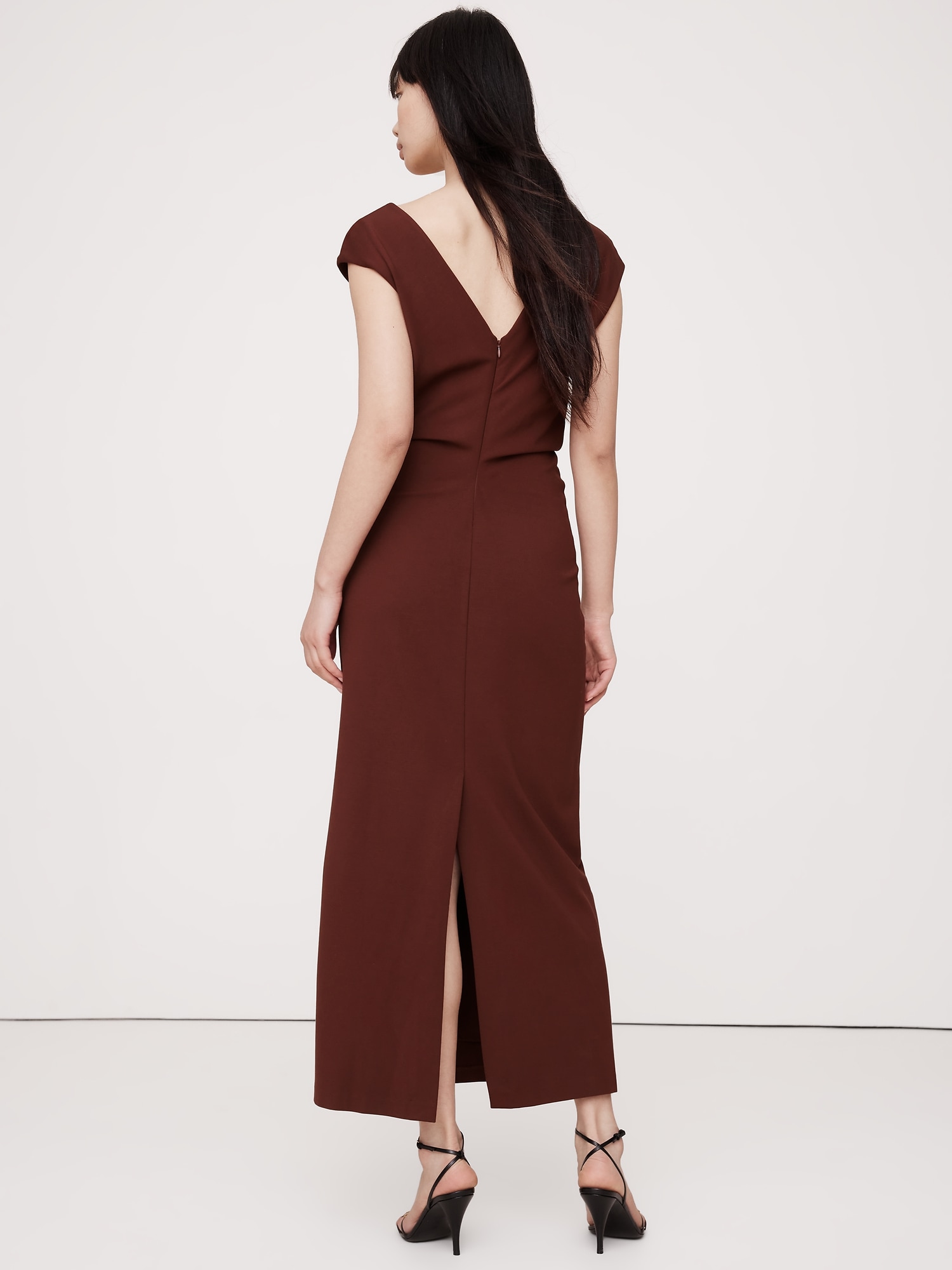 Lightweight Ponte Bias-Cut Maxi Dress