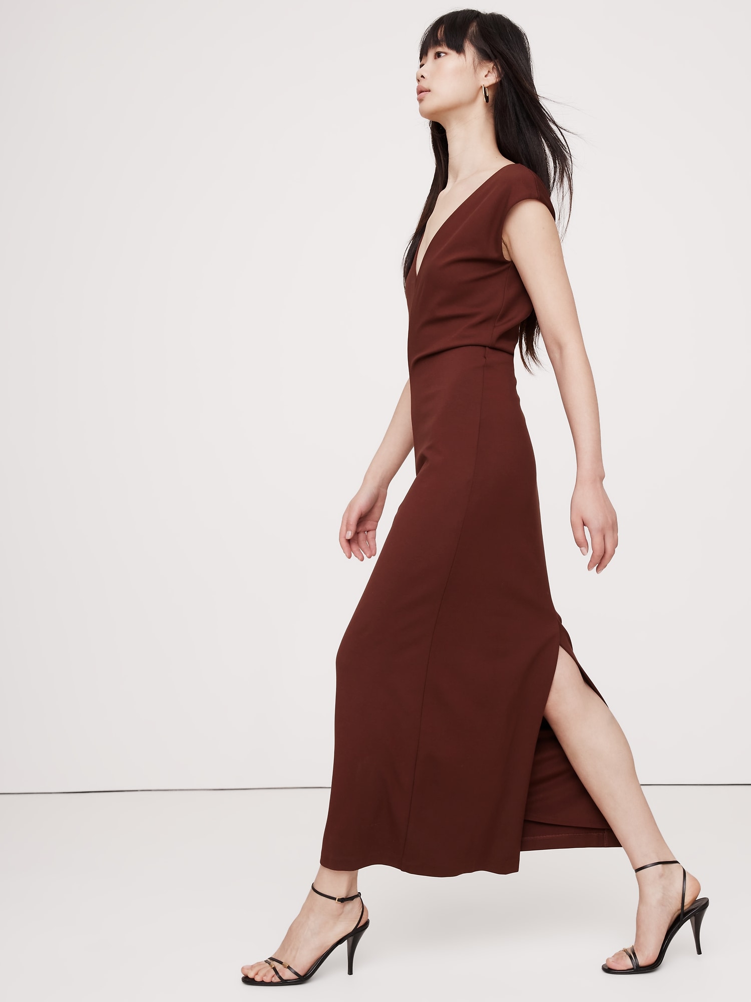 Lightweight Ponte Bias-Cut Maxi Dress