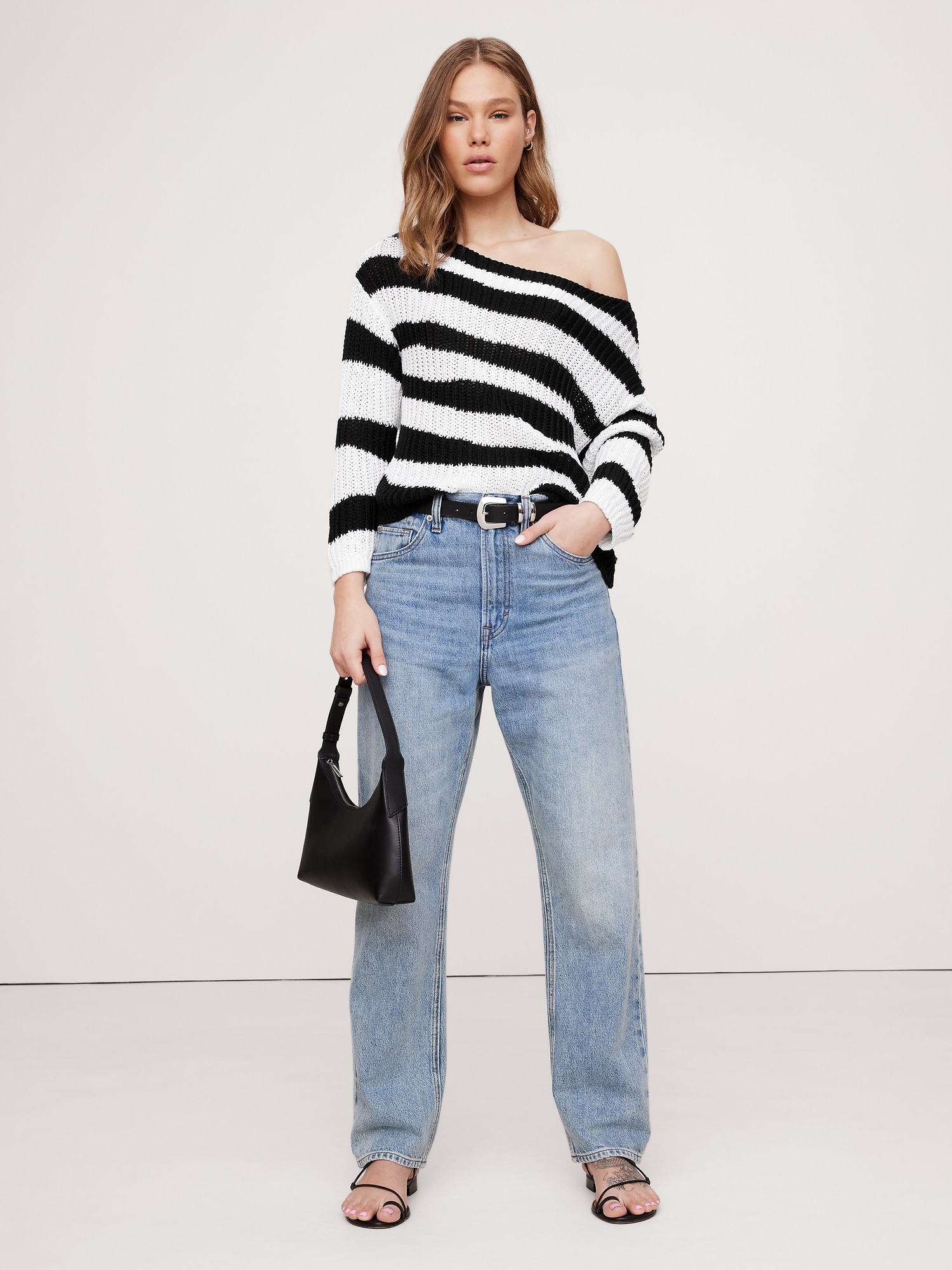 Relaxed Cotton Boat-Neck Sweater