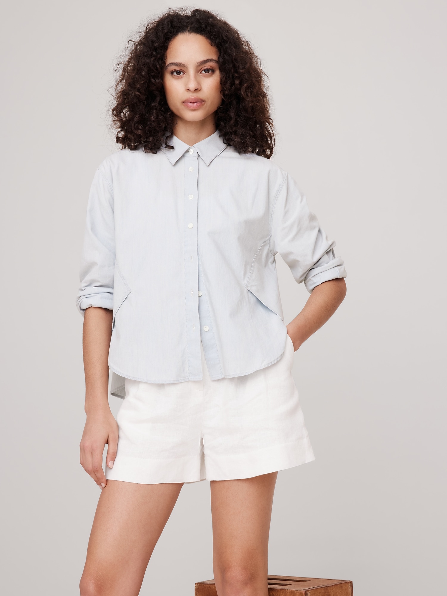 Oversized Chambray Side-Split Shirt