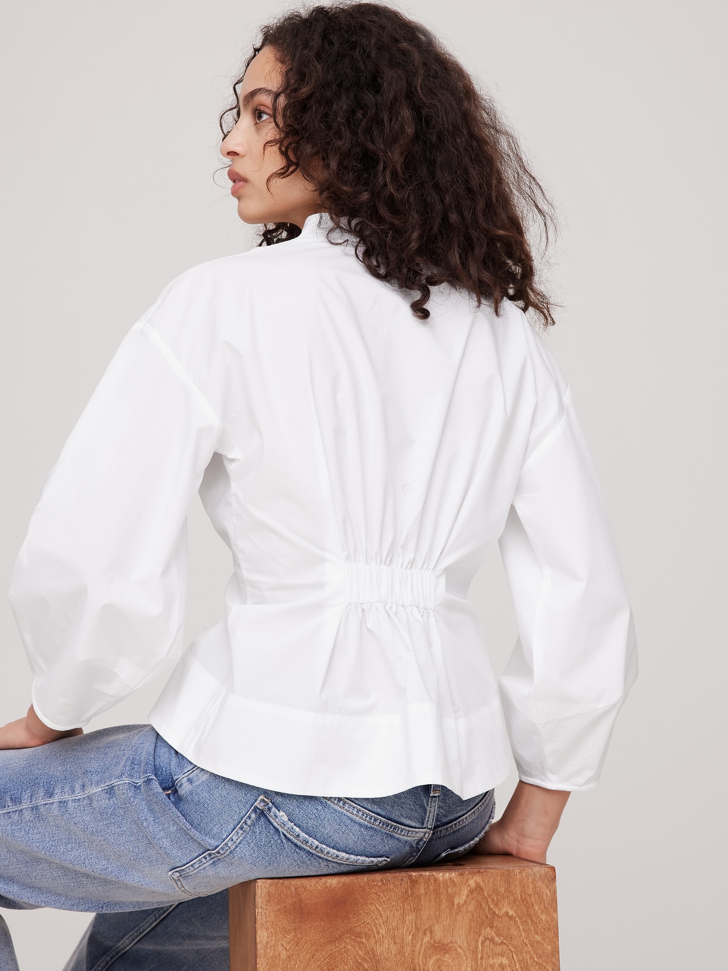 Poplin Cinched-Waist Shirt