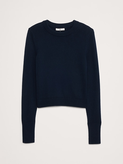 Shrunken Cotton-Silk Crew-Neck Sweater | Banana Republic
