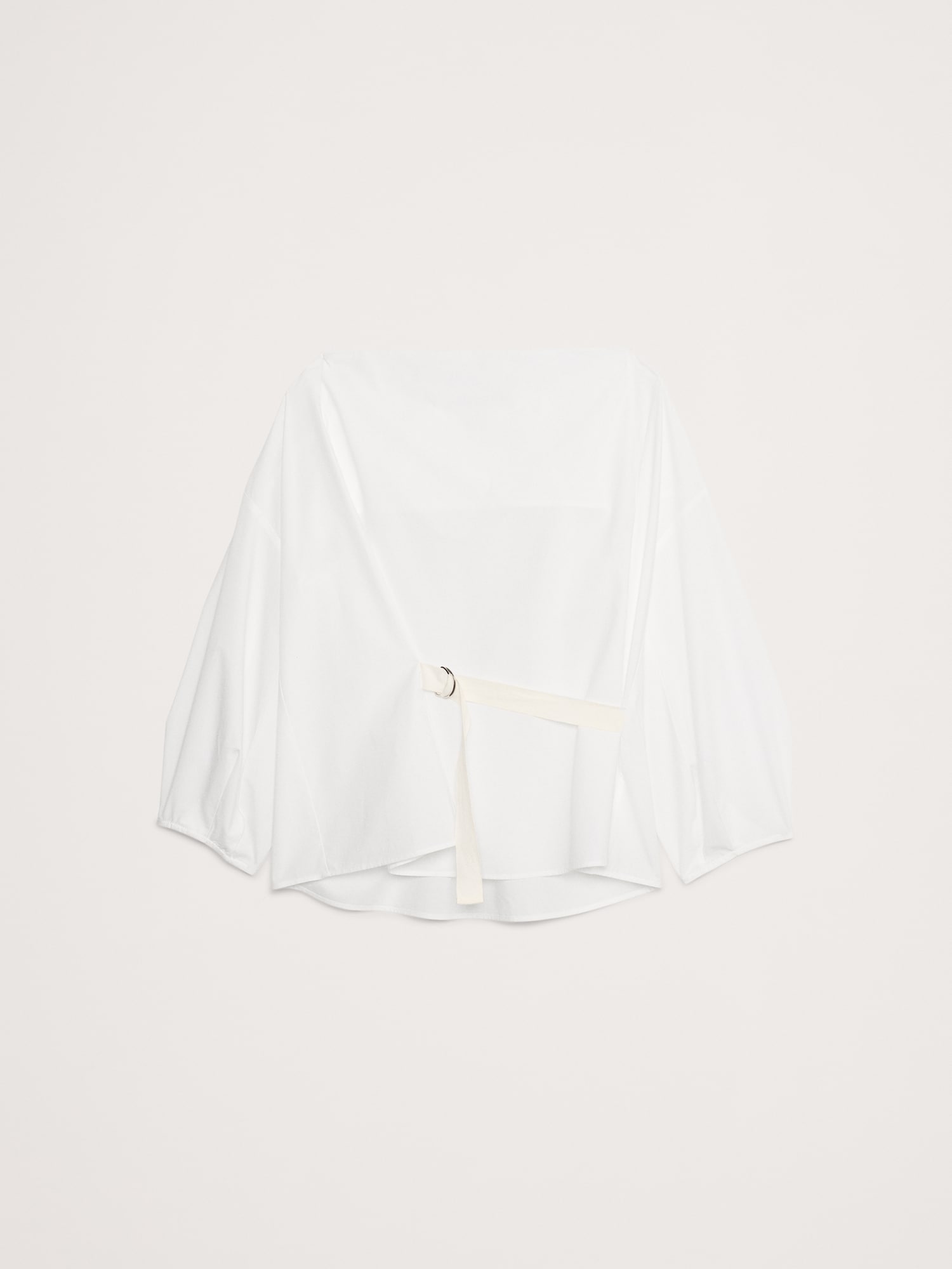 Reversible Poplin Cowl-Neck Tie-Waist Top