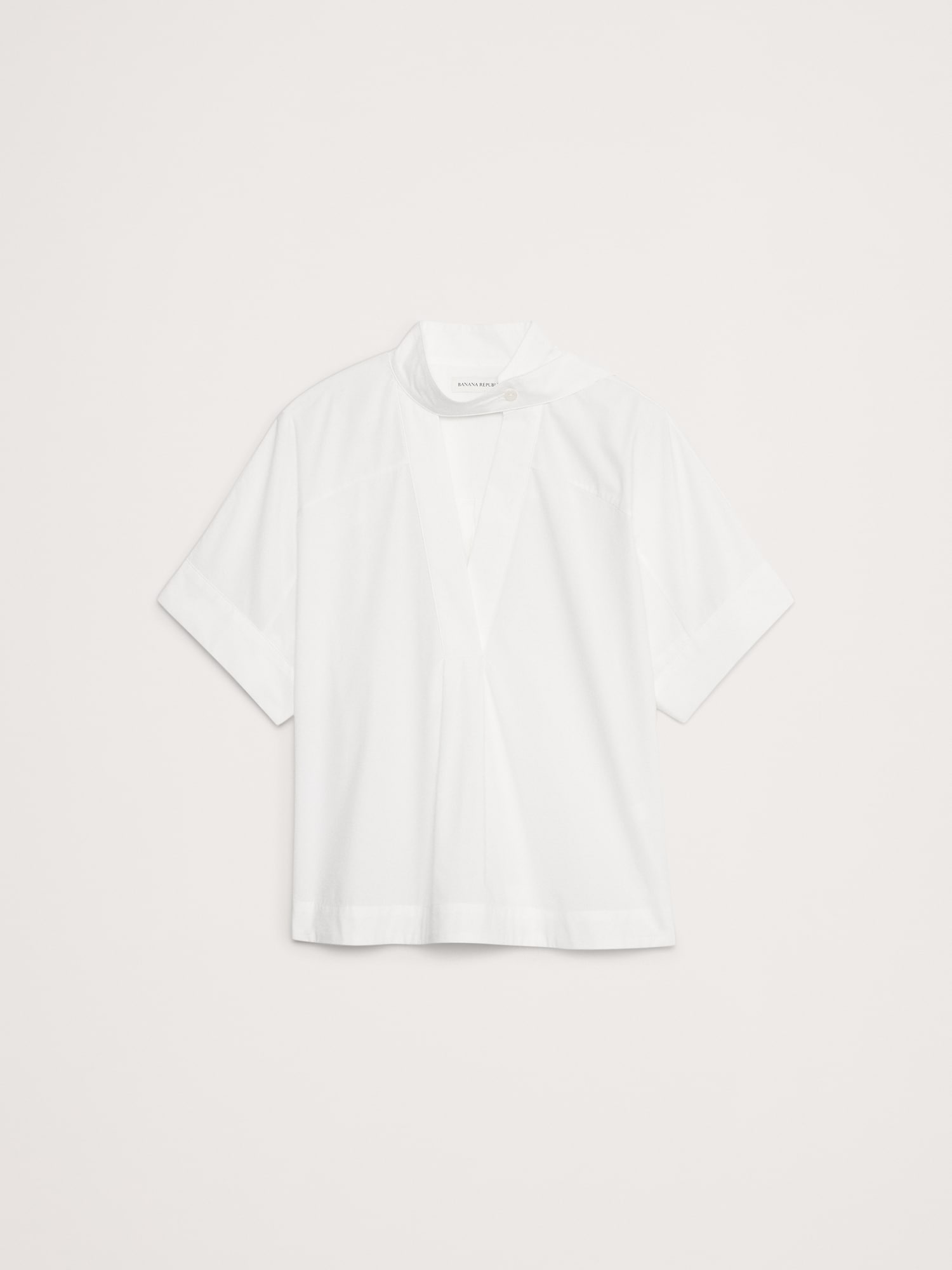 Poplin Popover Tie-Neck Top