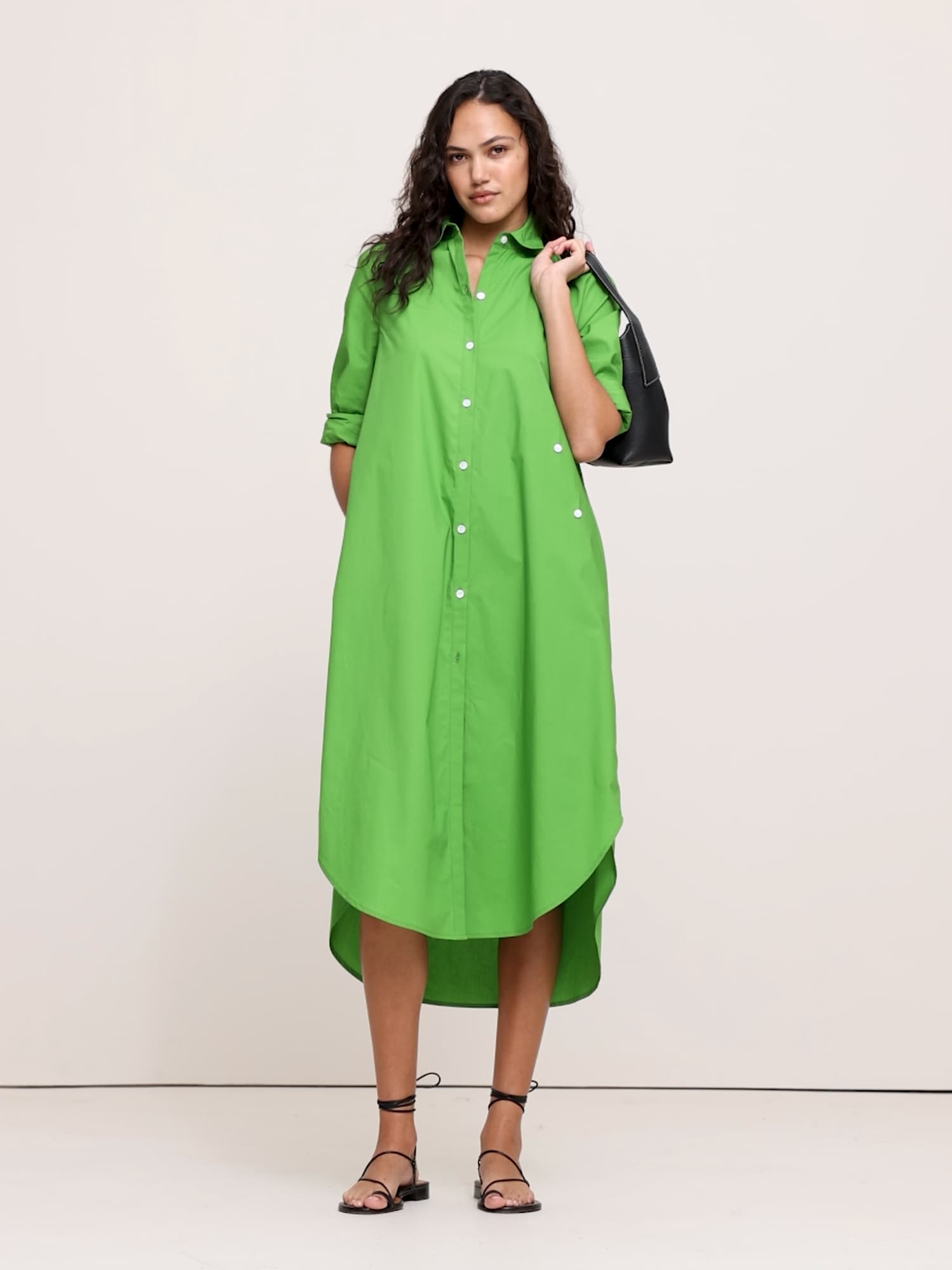 Image number 2 showing, Cotton Poplin Asymmetrical Shirt Dress