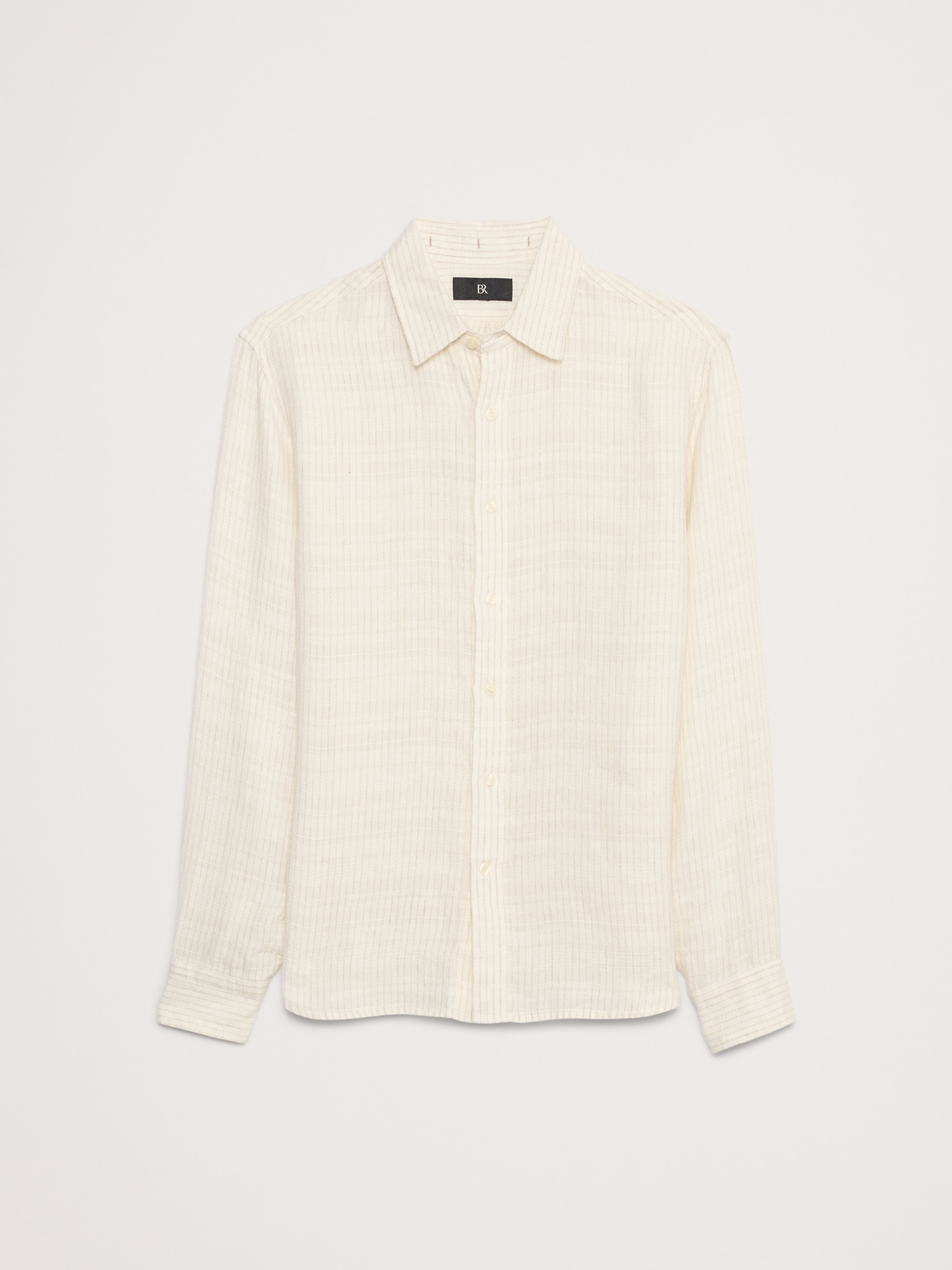 Texture-Stripe Linen Shirt