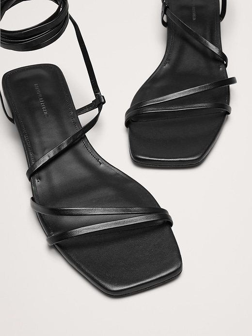 Italian Leather Strappy Kitten-Heel Sandal | Banana Republic
