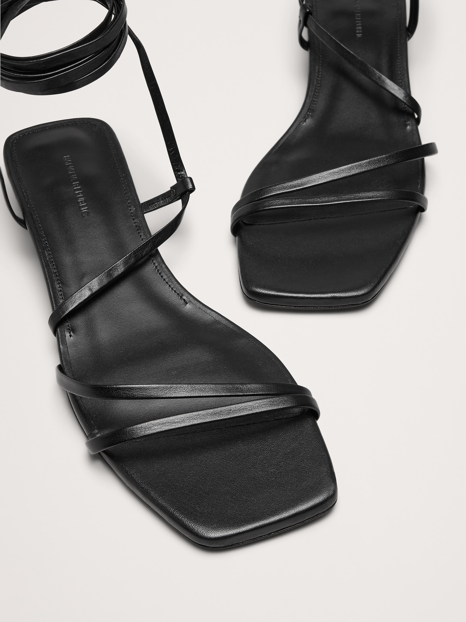 Italian Leather Strappy Kitten-Heel Sandal