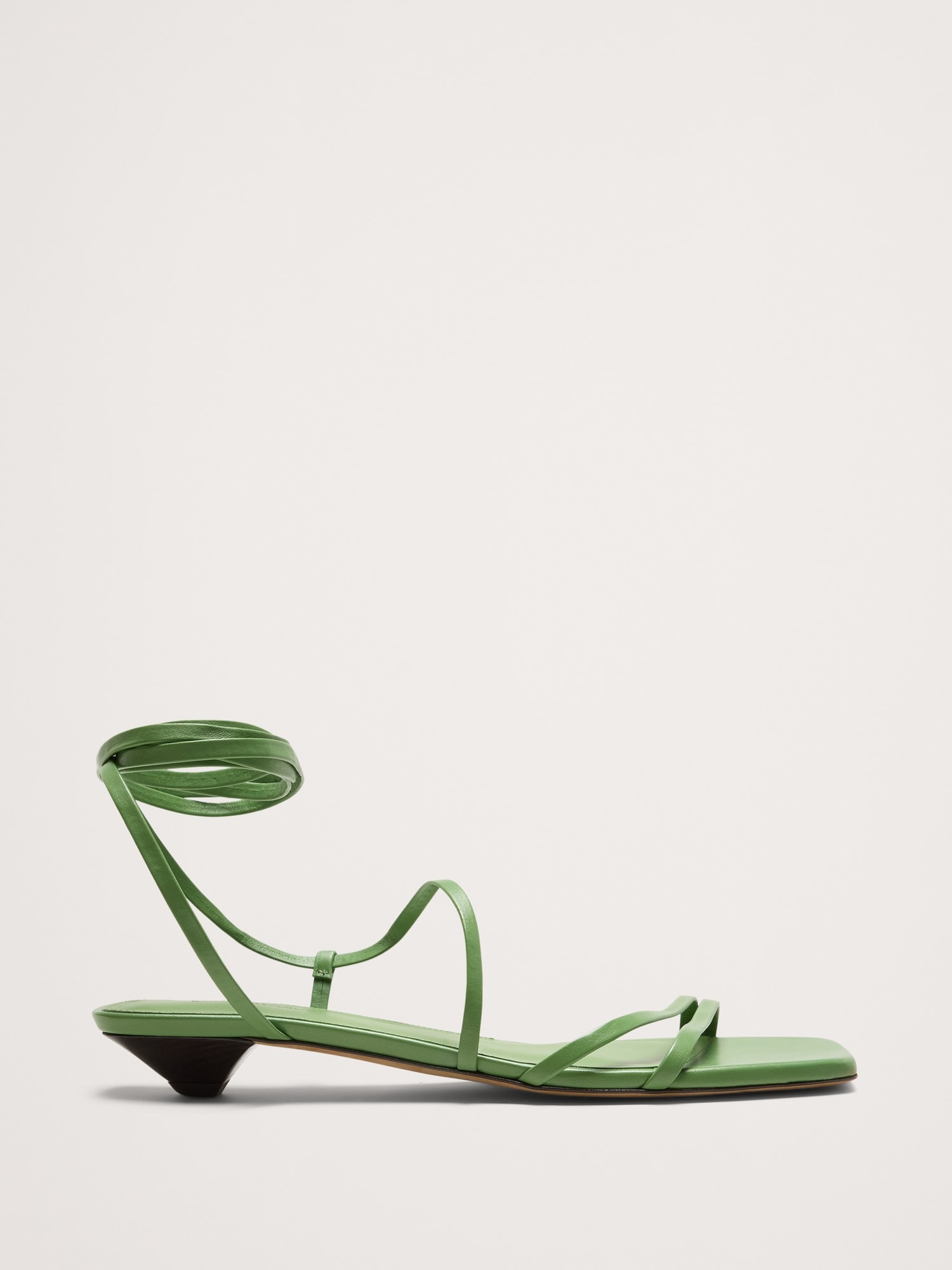 Italian Leather Strappy Kitten-Heel Sandal