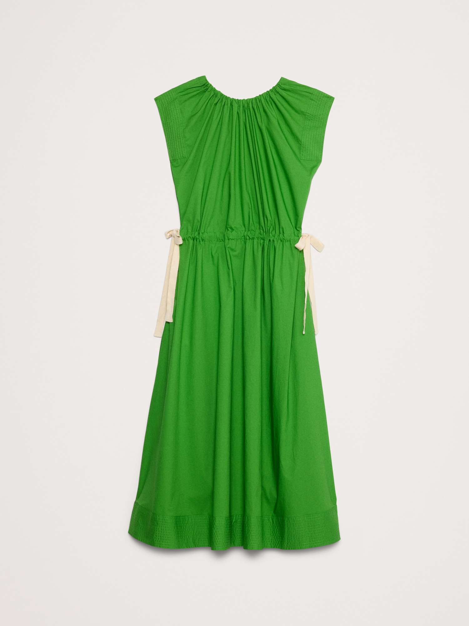 Poplin Tie-Waist Midi Dress