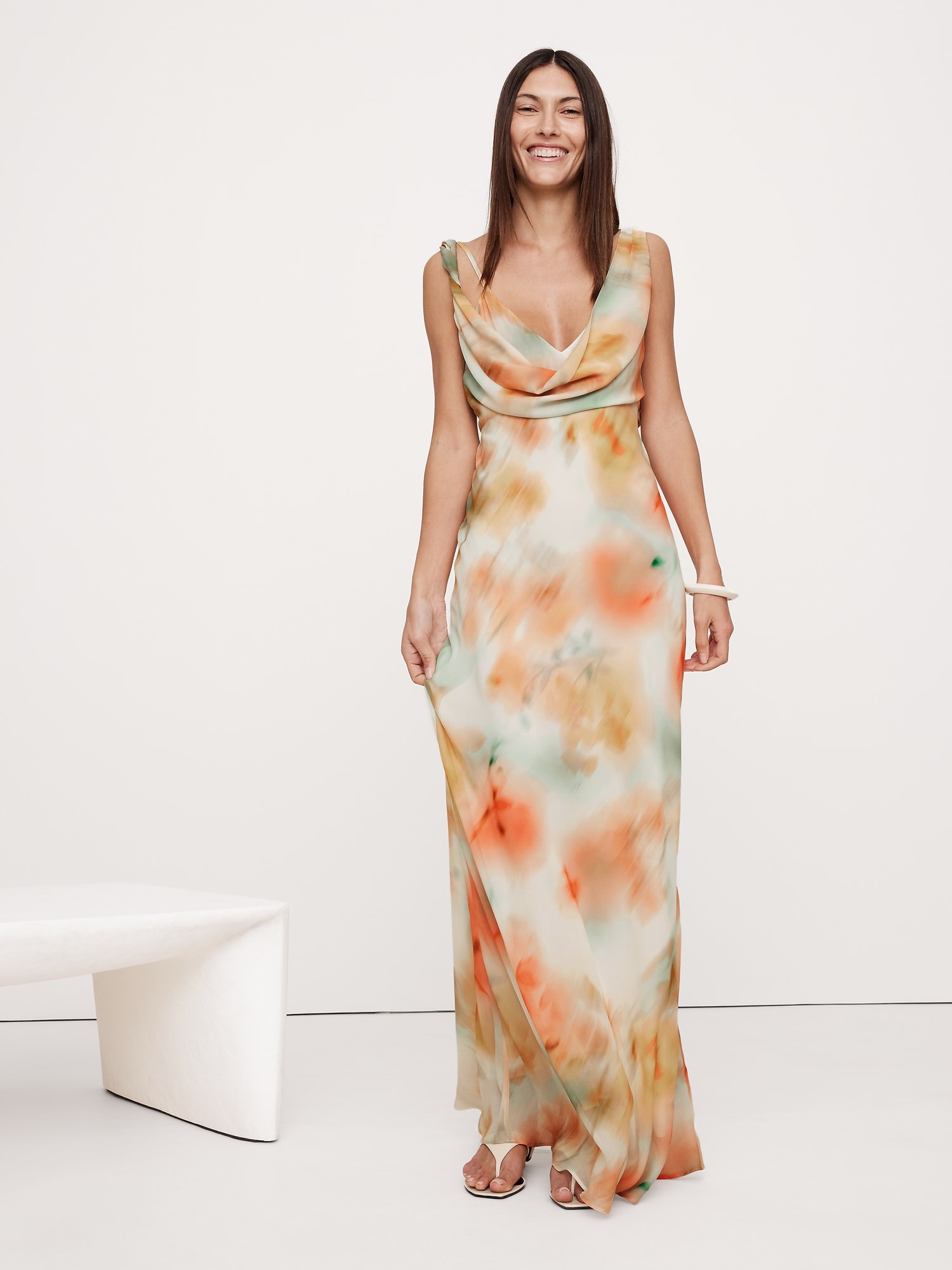 Twisted Shoulder Maxi Dress