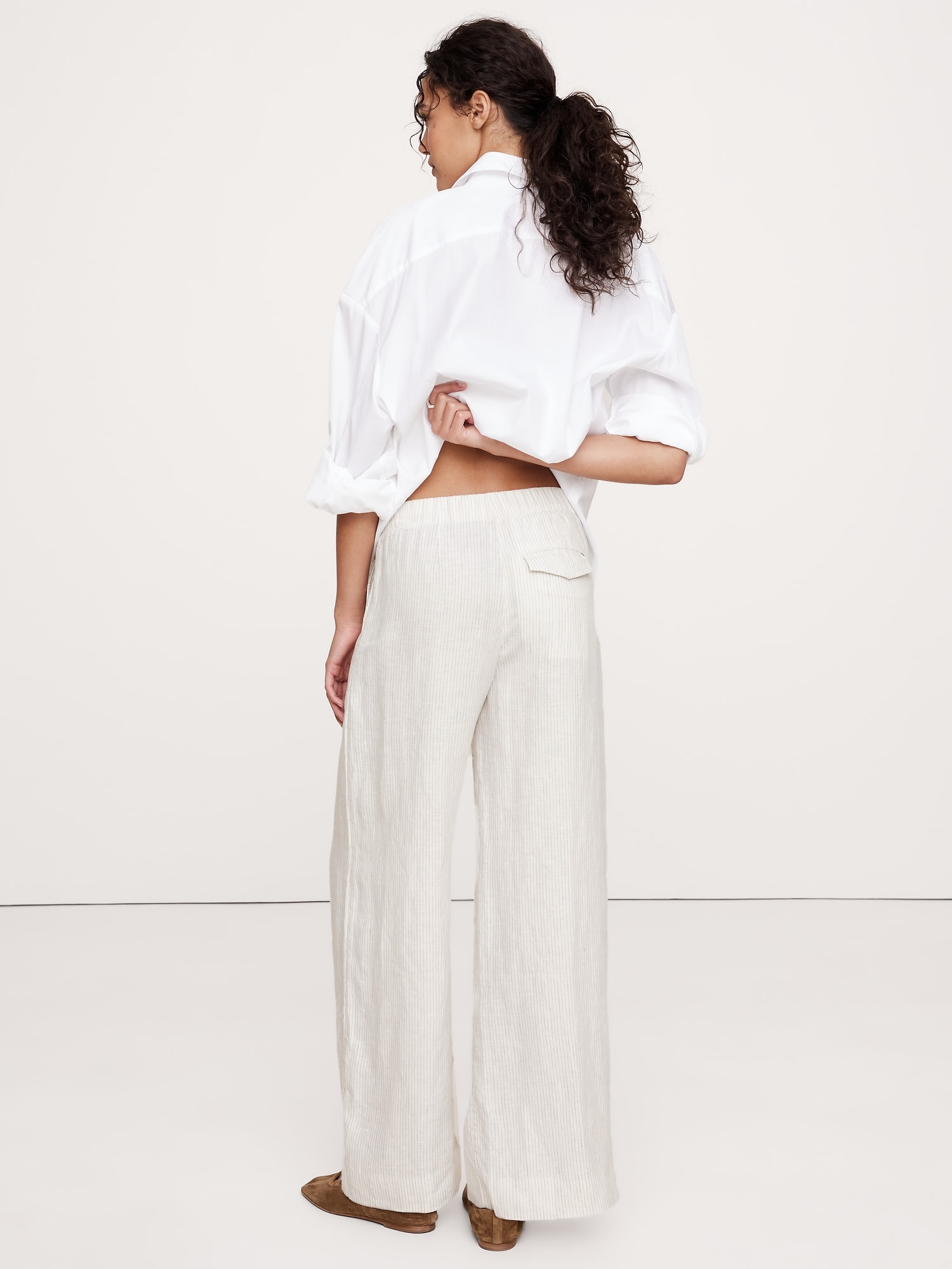 High-Rise Wide-Leg Linen Pull-On Pant