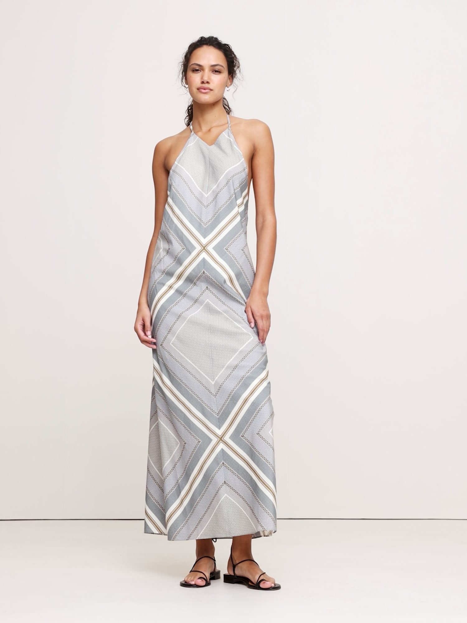 Image number 2 showing, Cotton-Silk Halter Maxi Dress