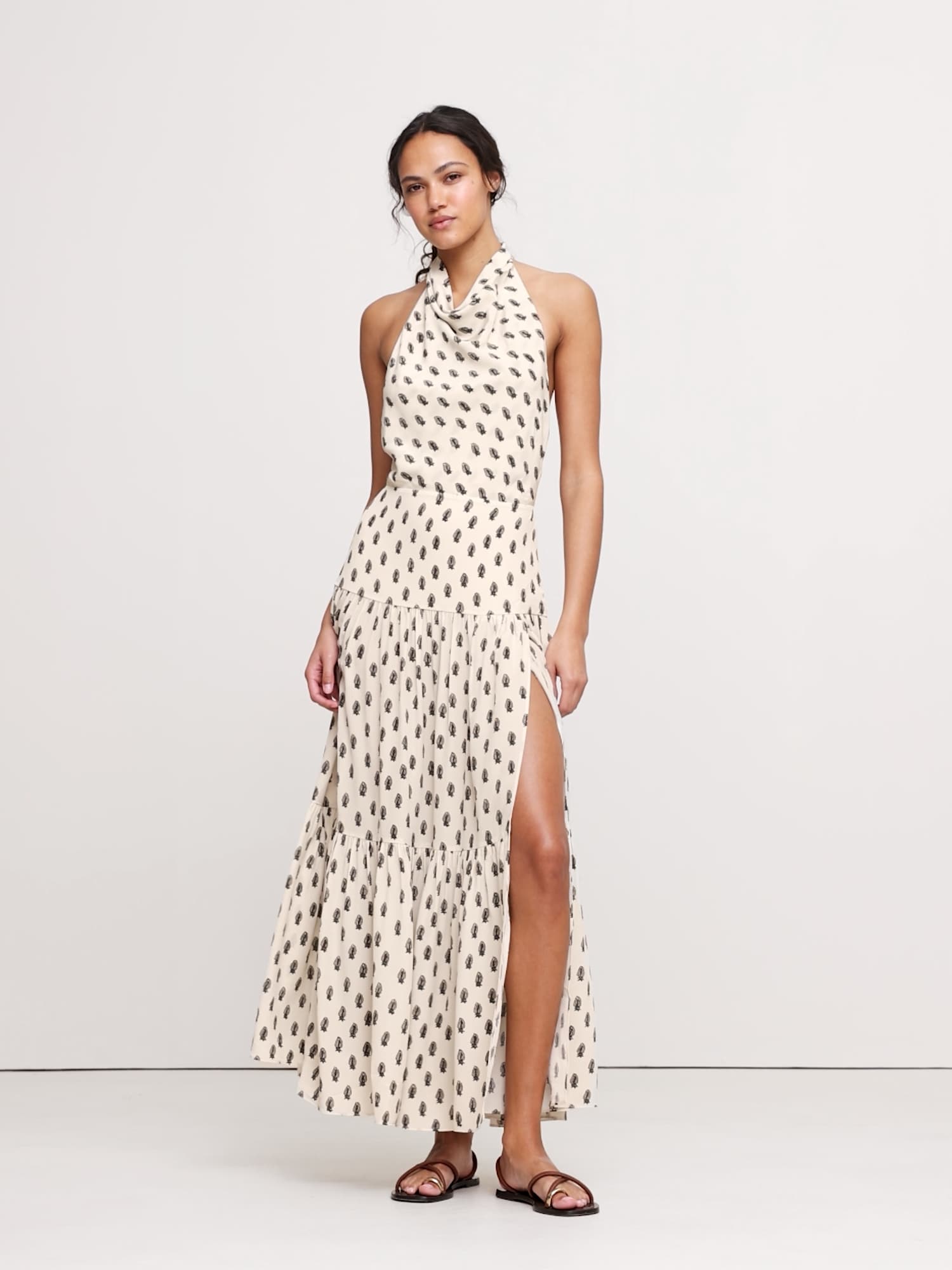 Image number 2 showing, Matte Silk Halter Maxi Dress