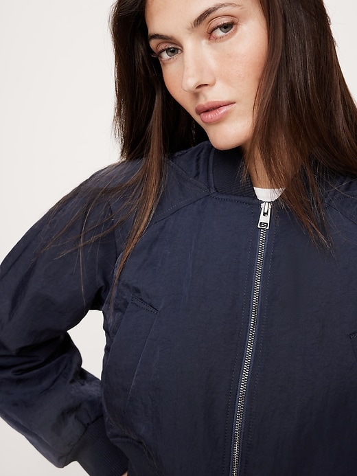 Water-Resistant Cropped Bomber Jacket Banana Republic
