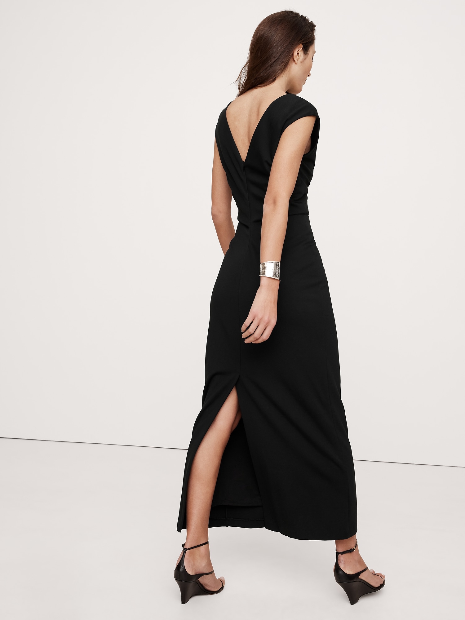 Lightweight Ponte Bias-Cut Maxi Dress