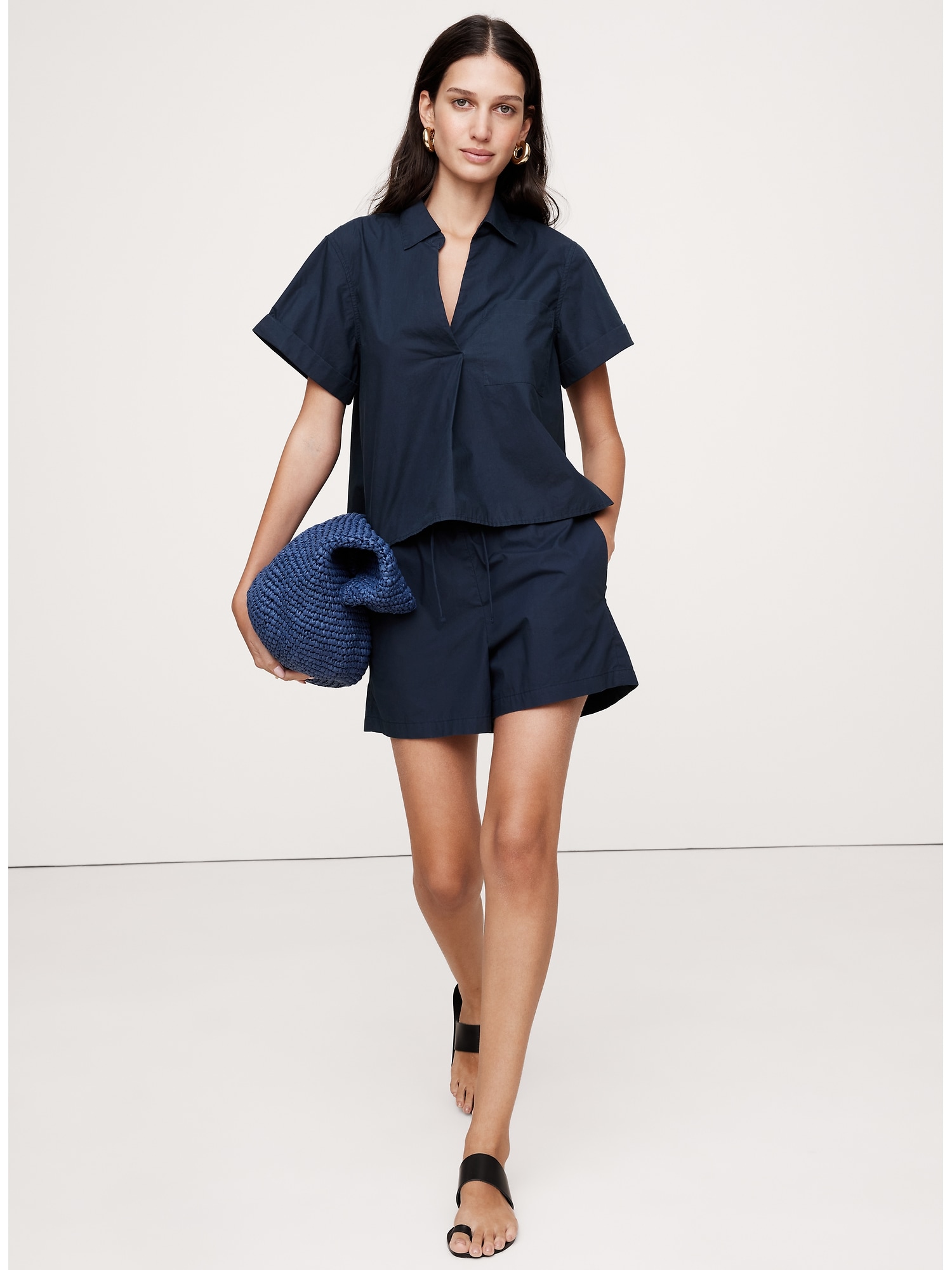 Poplin Cropped Popover Shirt